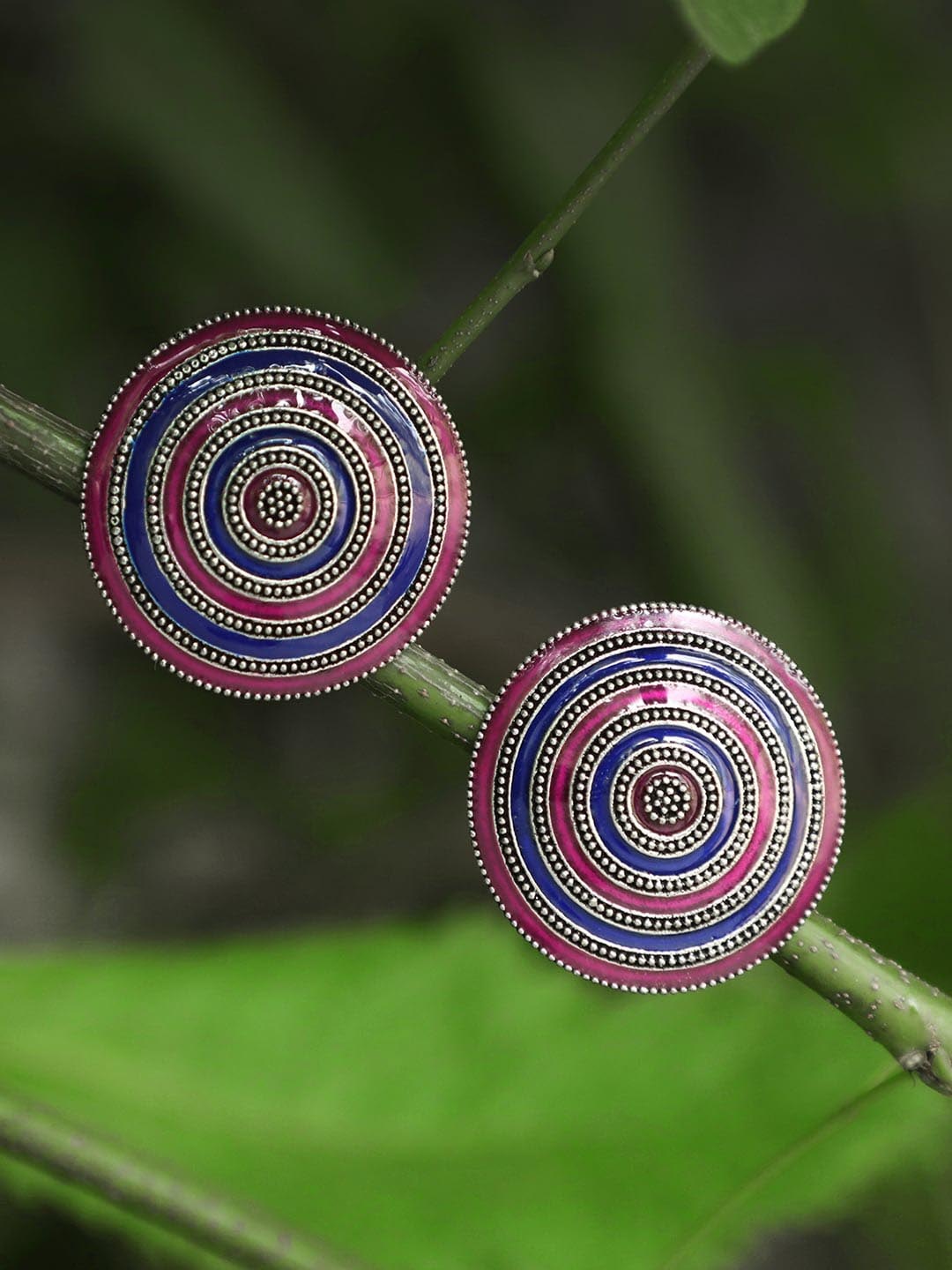 

Adwitiya Collection Silver-Plated Circular Studs