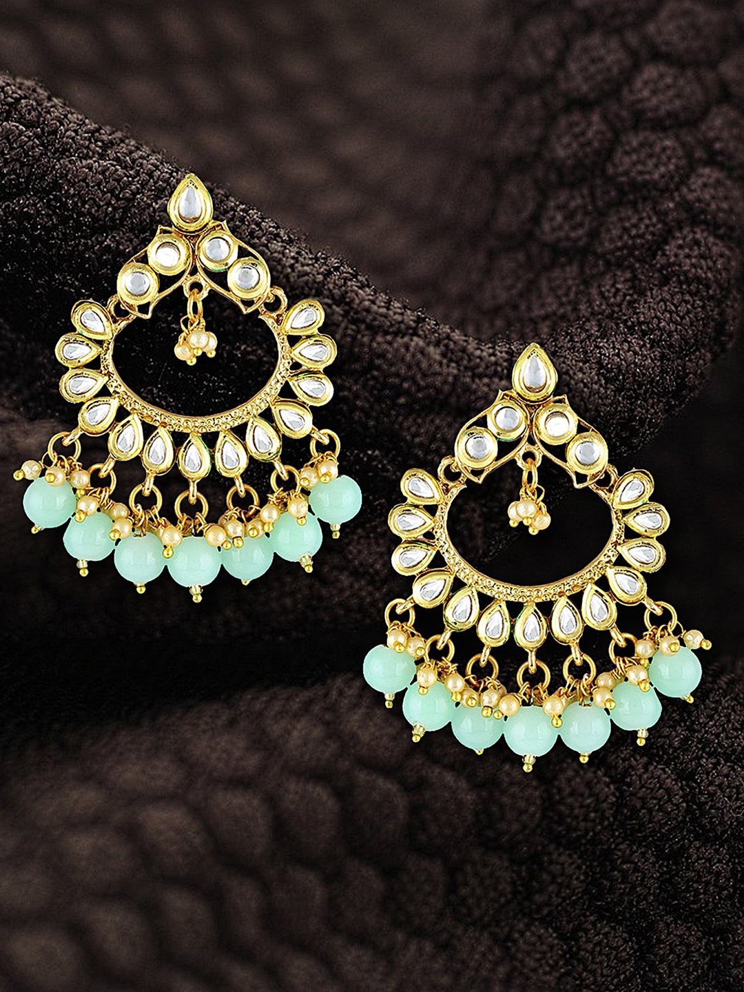 

Adwitiya Collection Gold-Plated Stone Studded Classic Chandbalis