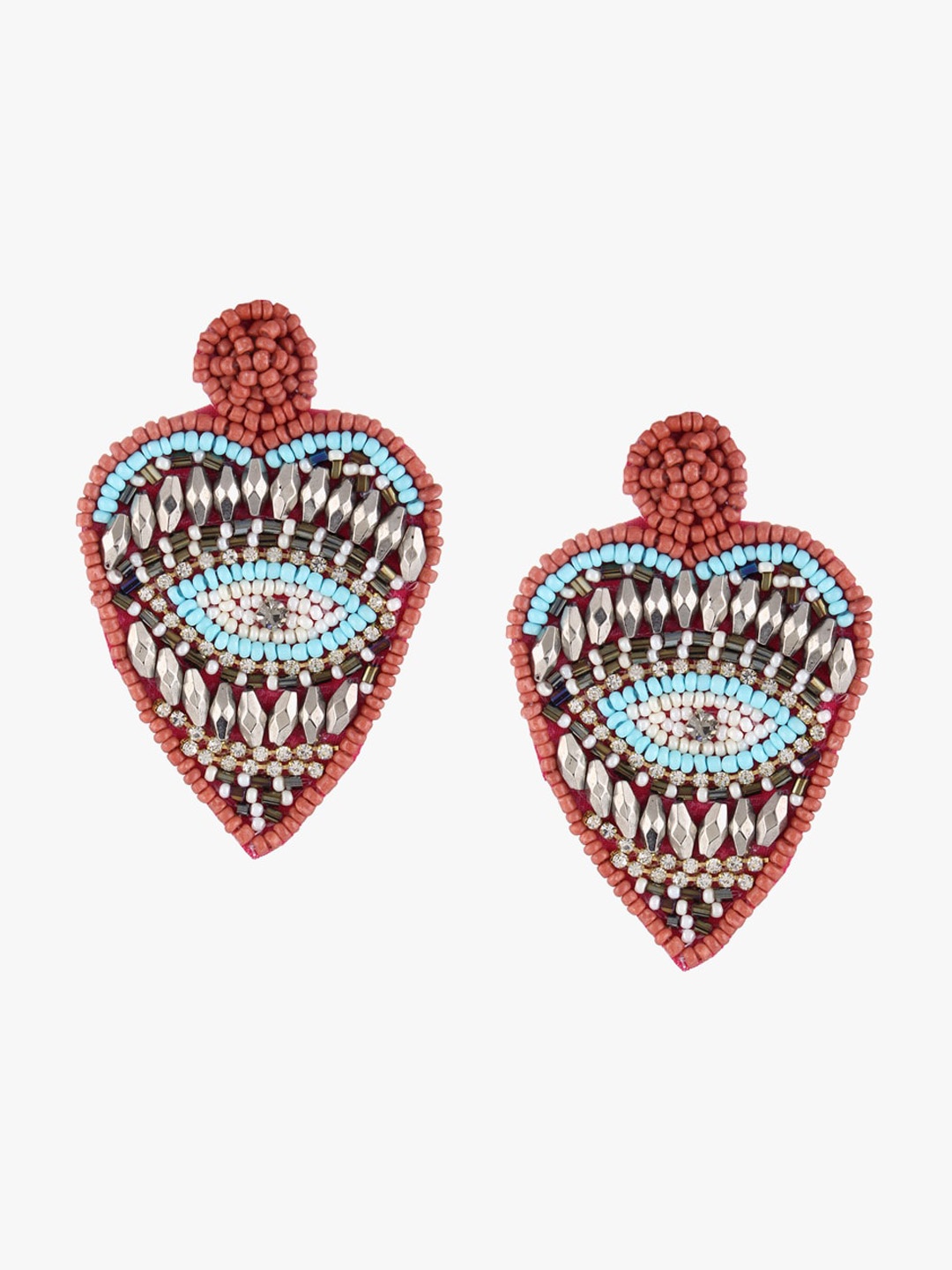

Adwitiya Collection Beaded Contemporary Drop Earrings, Red