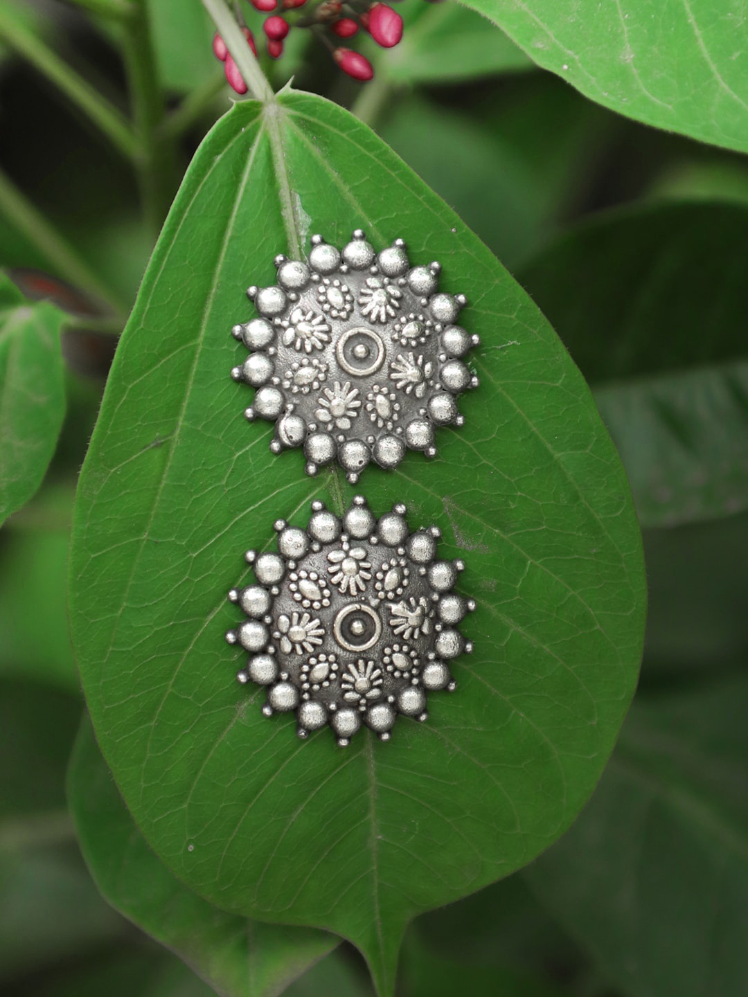 

Adwitiya Collection Silver-Plated Oxidised Circular Studs Earrings