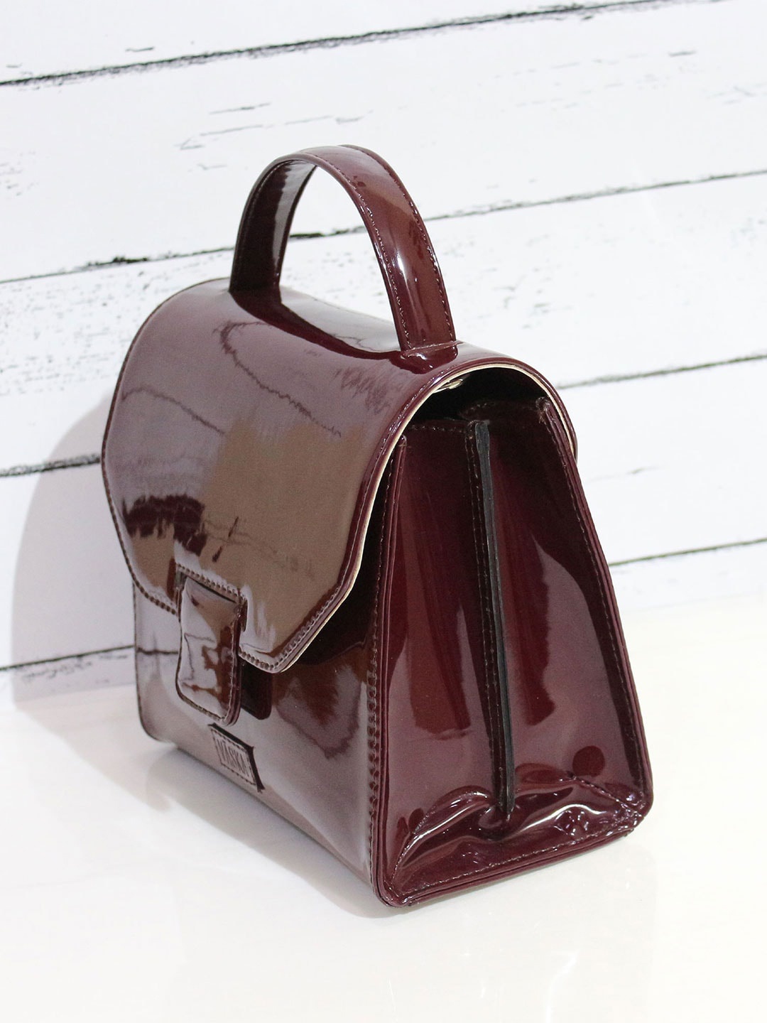 

VASKA Structured Handheld Bag, Burgundy