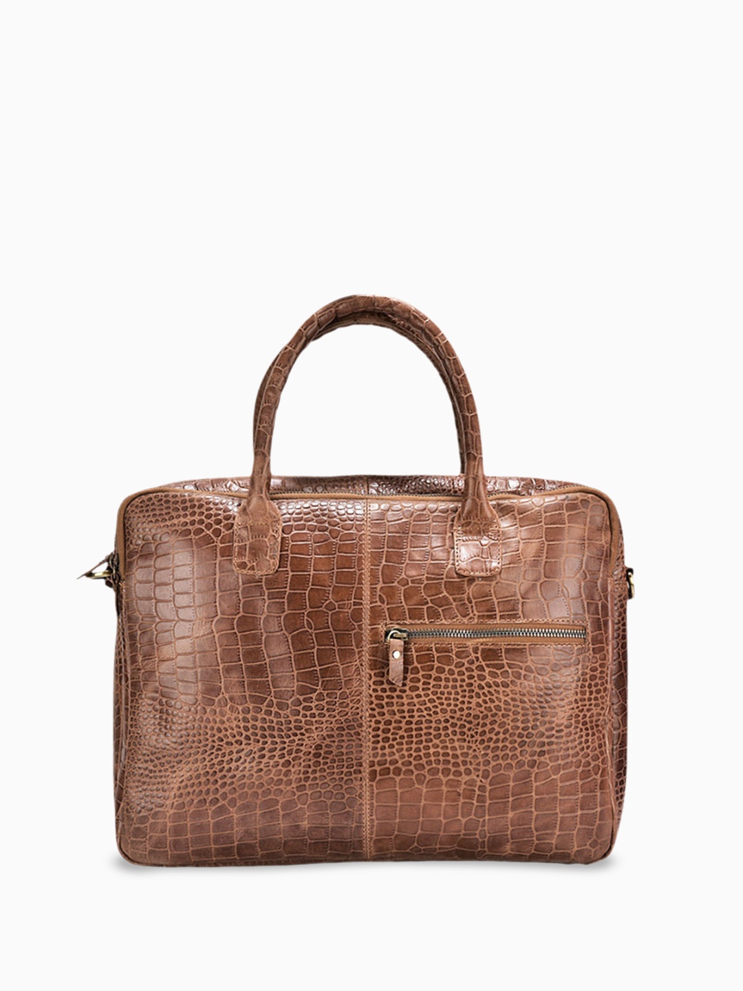 

VASKA Unisex Textured Leather Laptop Bag, Tan