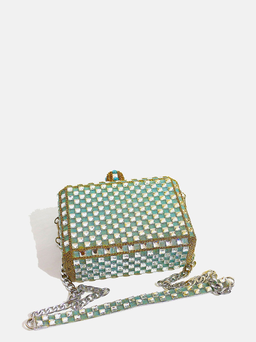 

VASKA Textured Structured Sling Bag, Blue
