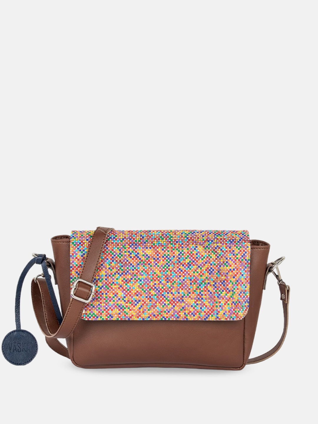 

VASKA Floral Self Design Fusion Structured Sling Bag, Multi