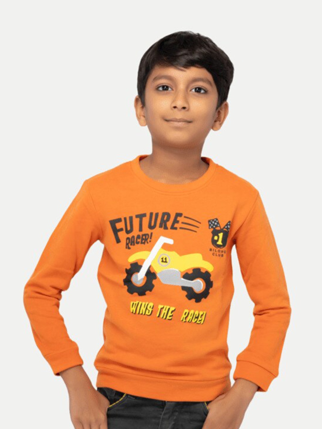 

BAESD Boys Graphic Printed Long Sleeves Cotton Pullover Sweatshirt, Orange