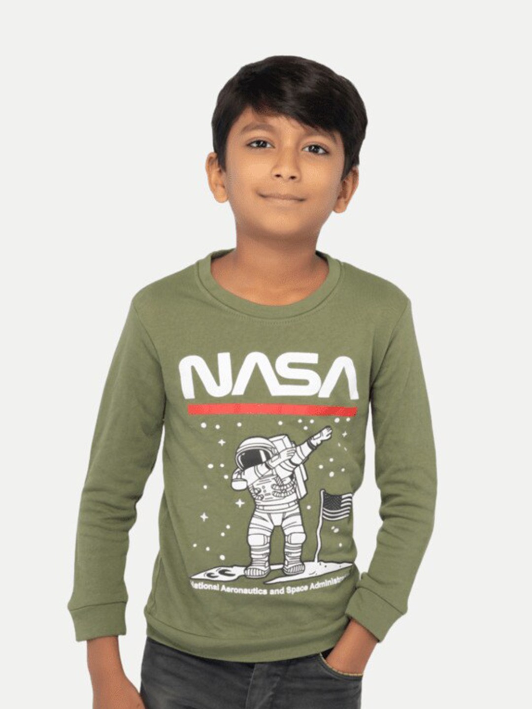 

BAESD Boys NASA Printed Cotton Pullover Sweatshirt, Green
