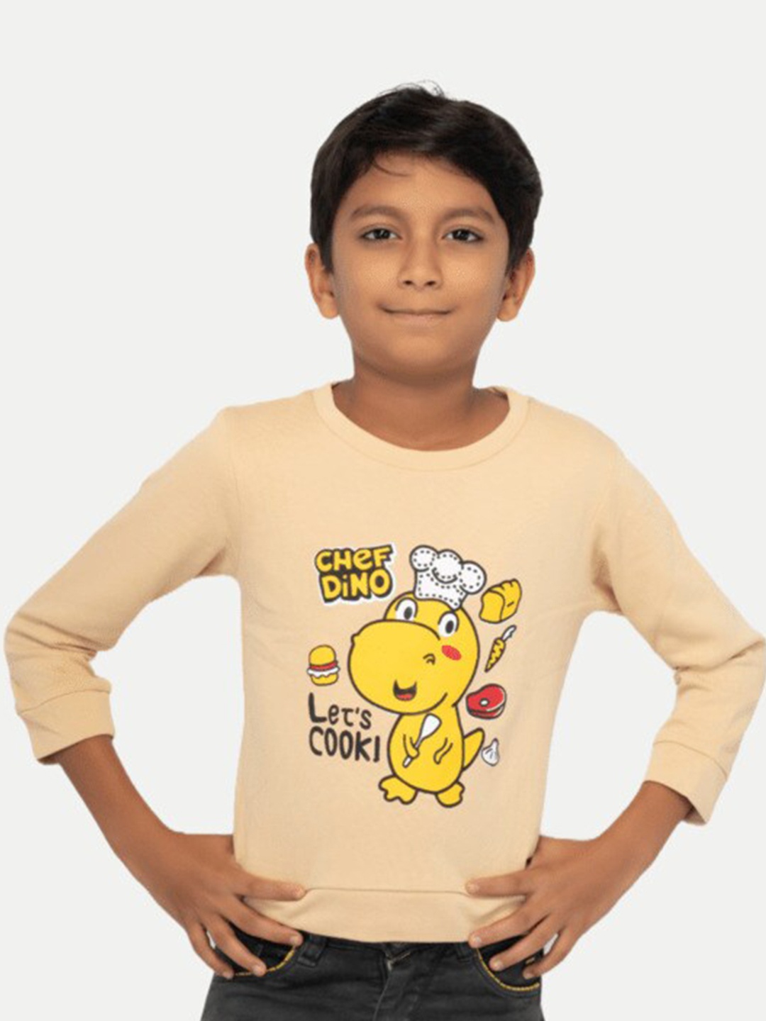 

BAESD Boys Graphic Printed Round Neck Long Sleeves Cotton Pullover Sweatshirt, Beige