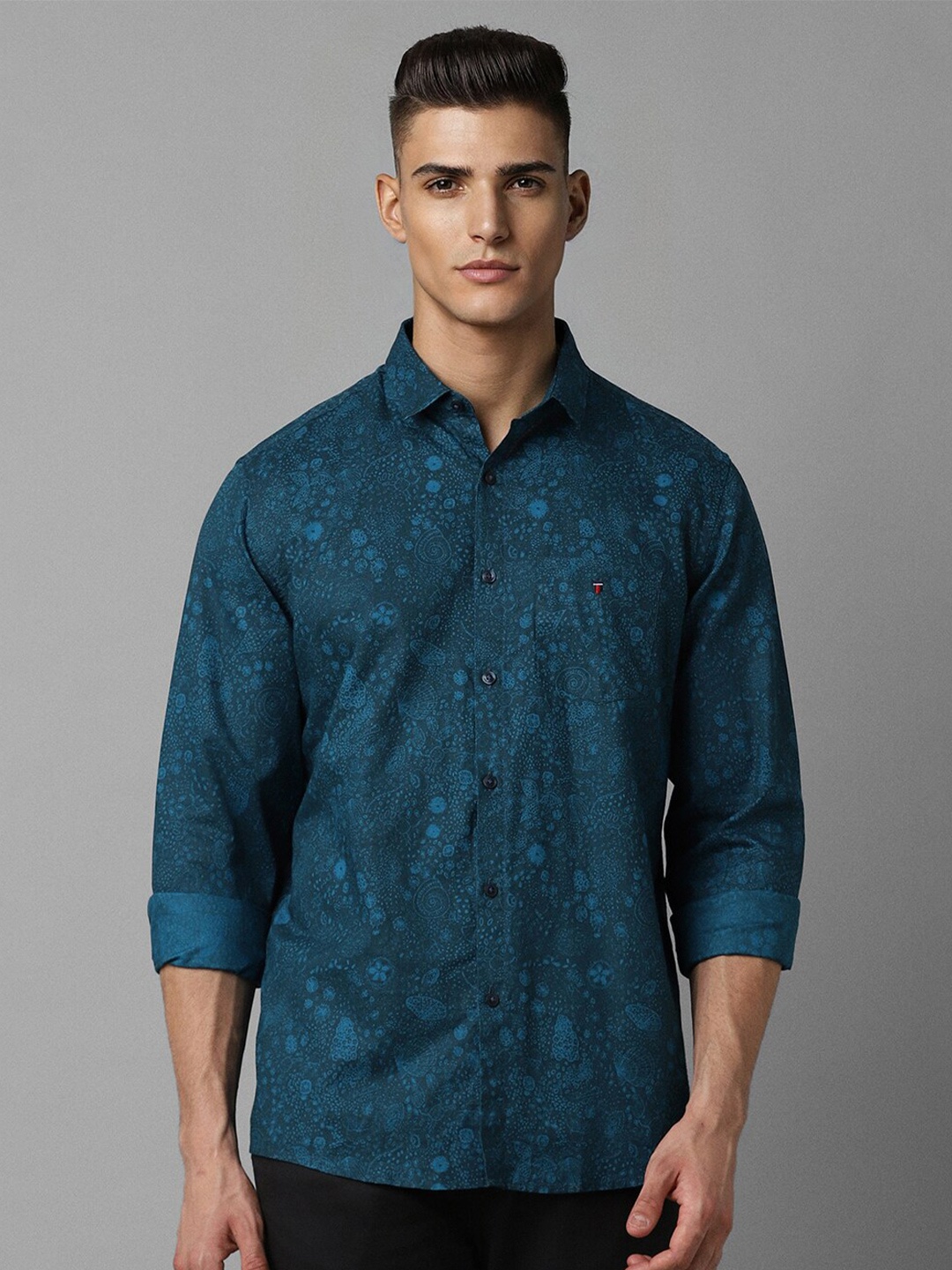 

Louis Philippe Sport Slim Fit Floral Printed Cotton Casual Shirt, Blue