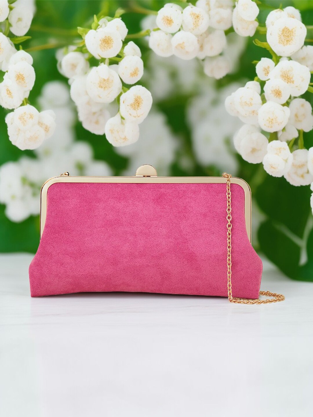 

Accessorize Suede Purse with Shoulder Strap, Pink