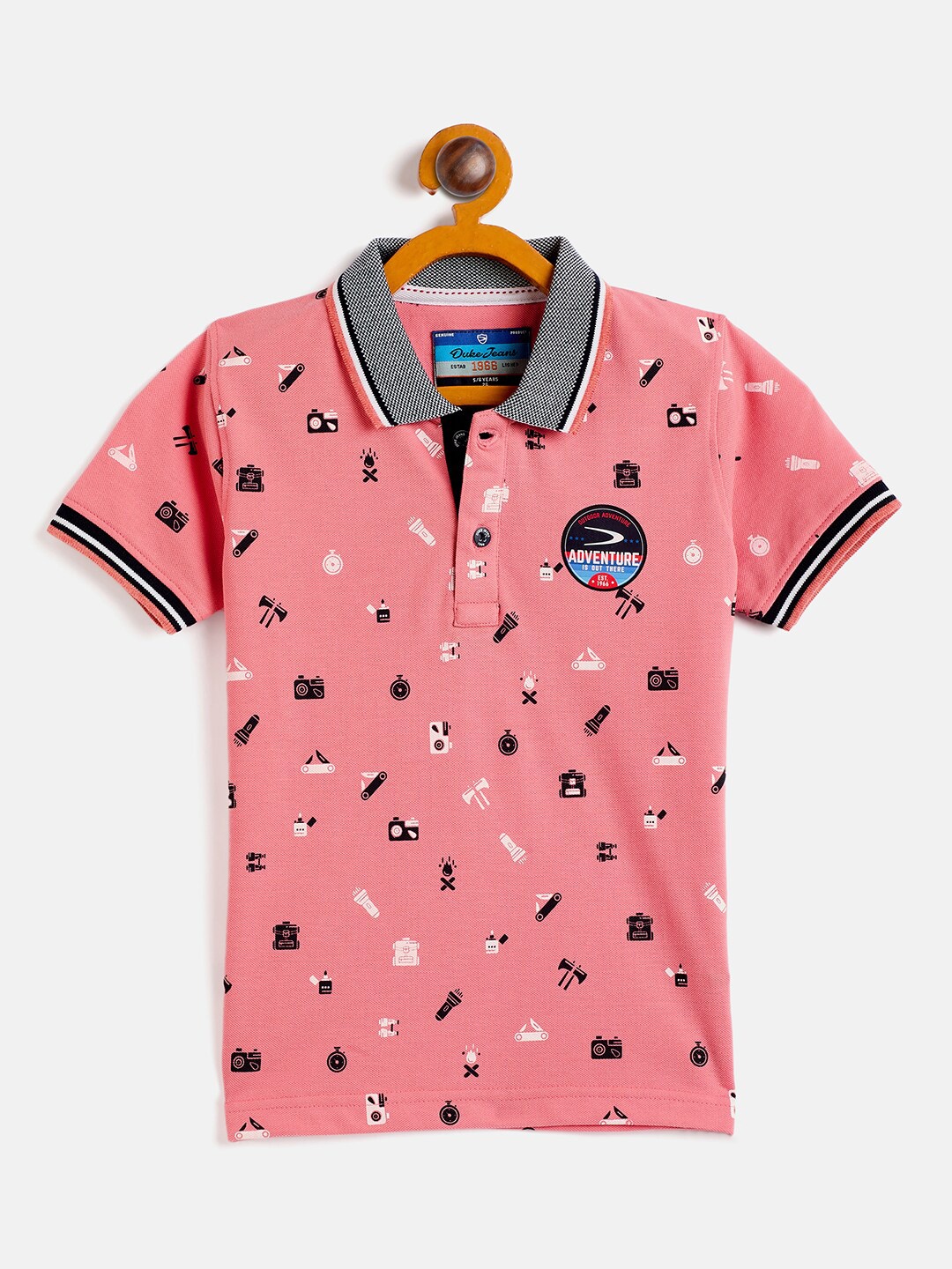 

Duke Boys Abstract Printed Polo Collar Slim Fit T-shirt, Pink