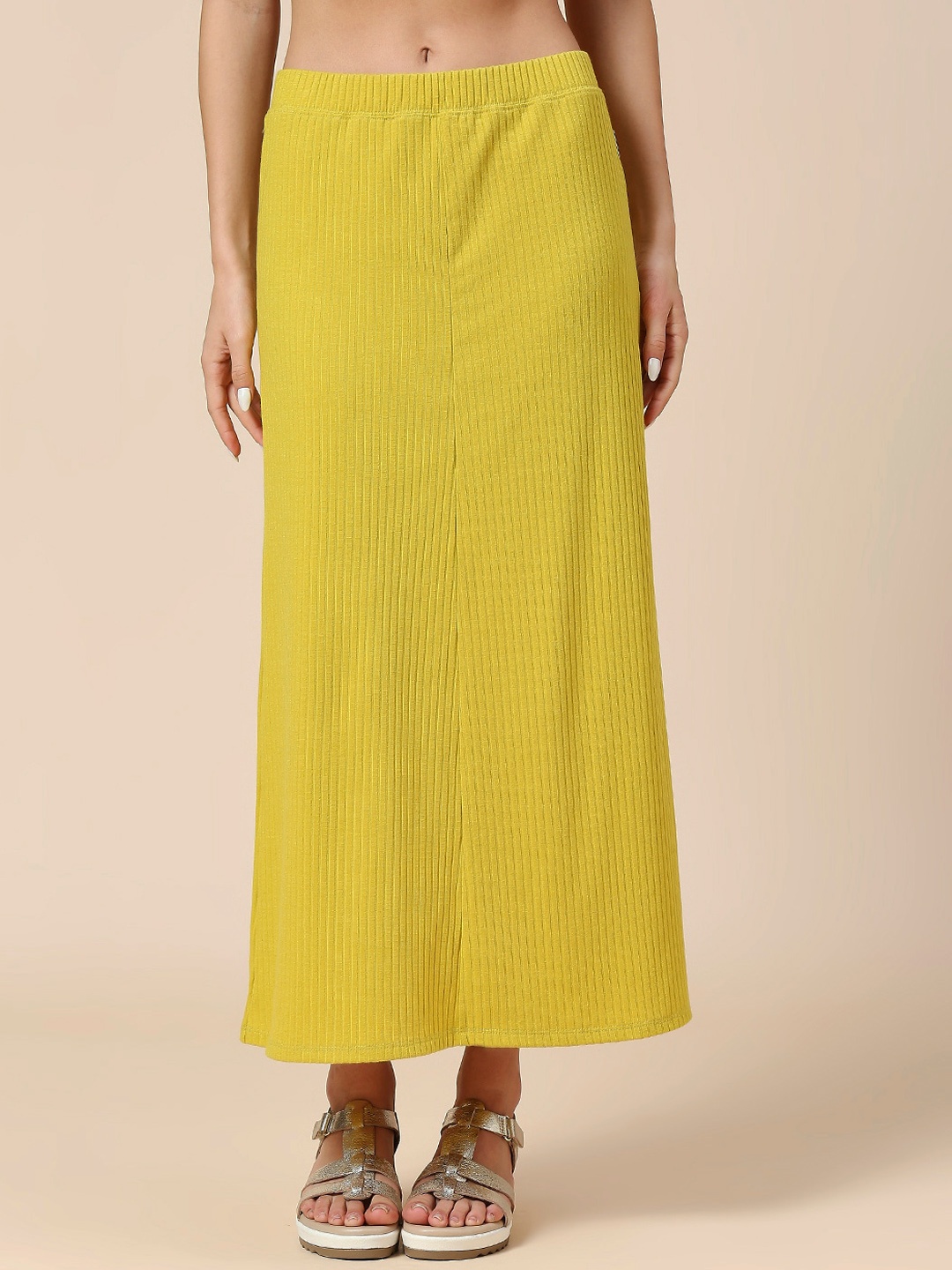 

Chemistry Ribbed Pull-On A-Line Maxi Skirt, Lime green
