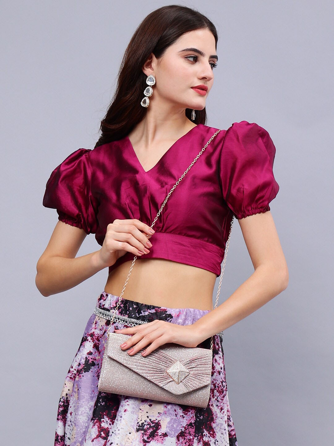 

ZEVORA Embellished Foldover Clutch, Pink