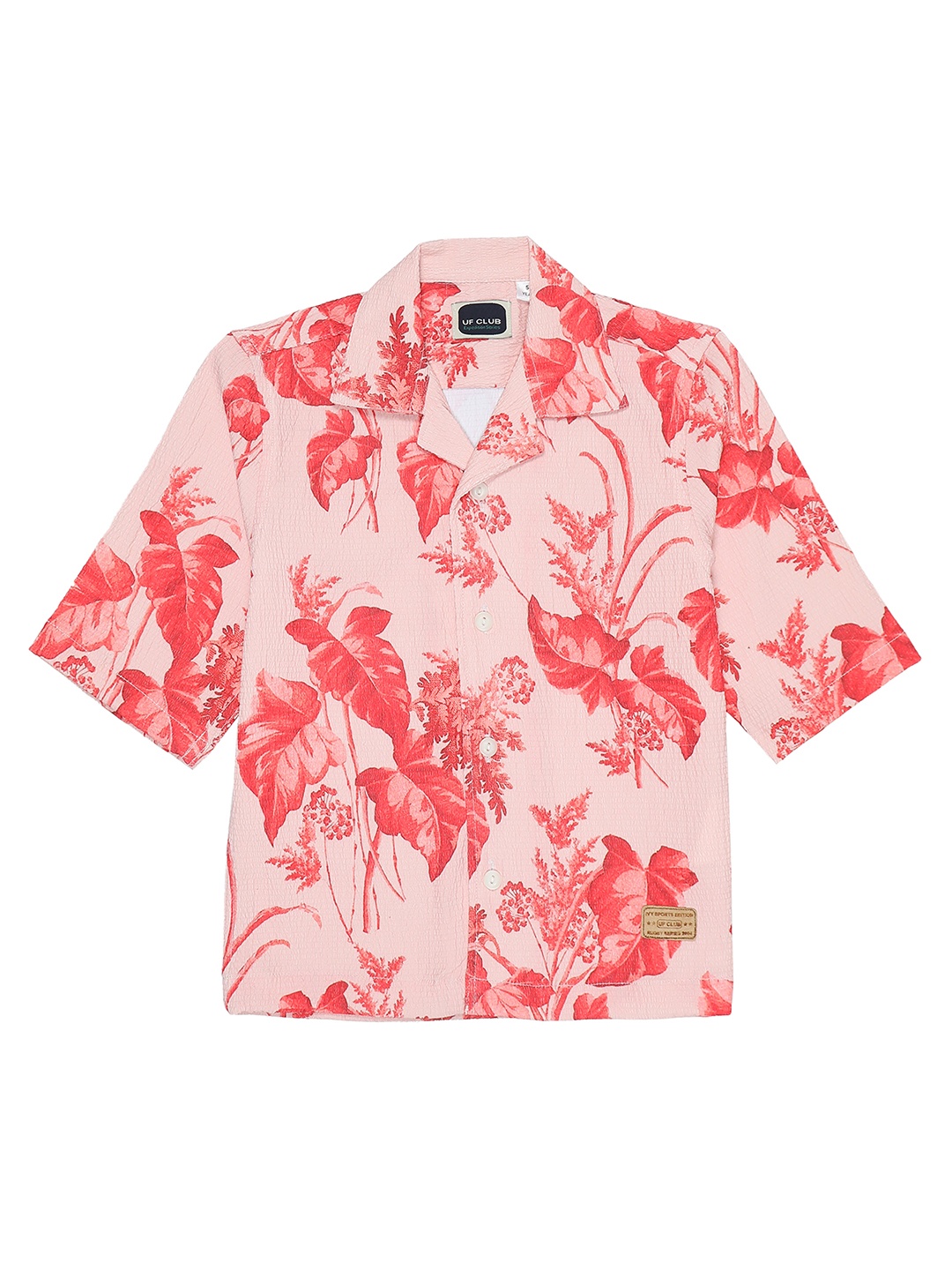 UF CLUB Boys Comfort Floral Printed Casual Shirt, Peach