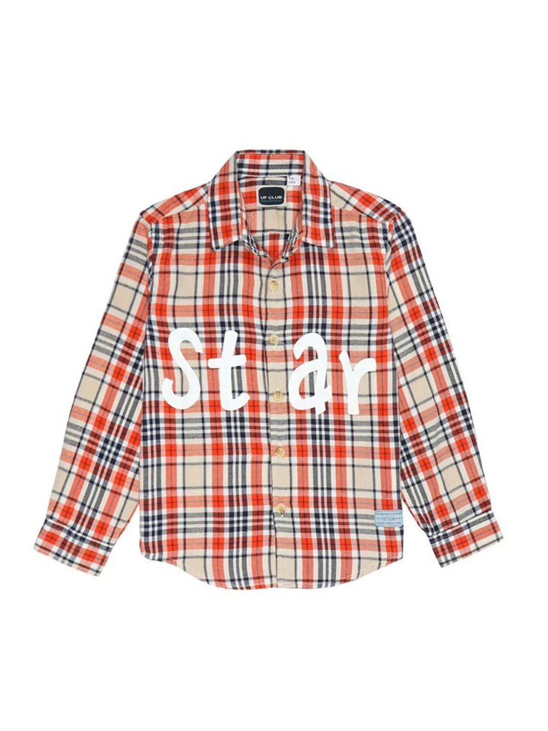 

UF CLUB Boys Comfort Checked Cotton Casual Shirt, Orange