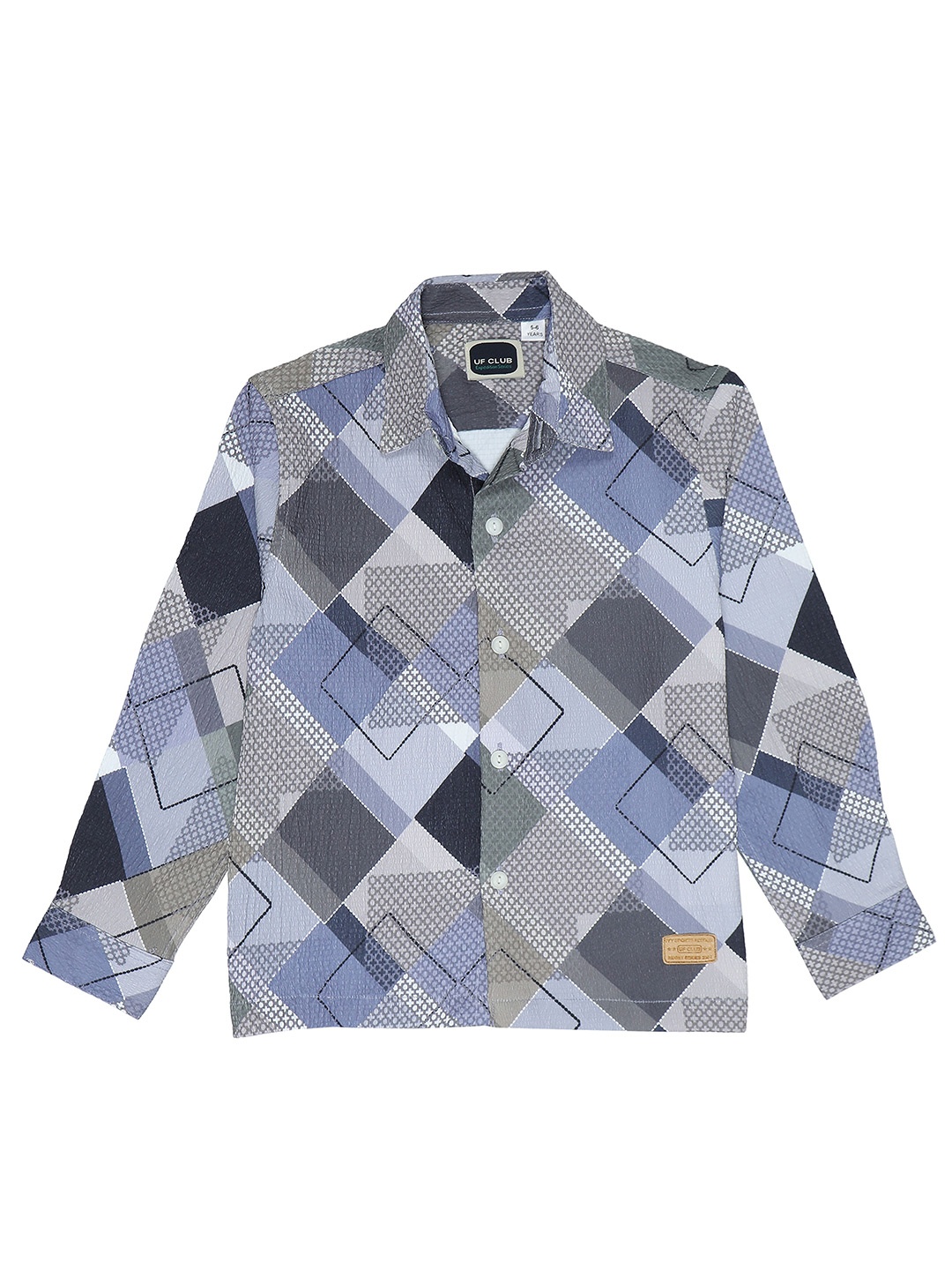 

UF CLUB Boys Comfort Geometric Printed Casual Shirt, Grey