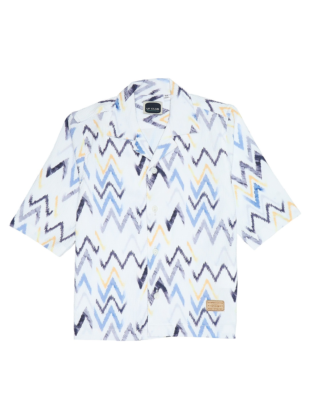 

UF CLUB Boys Comfort Printed Spread Collar Long Sleeves Casual Shirt, White