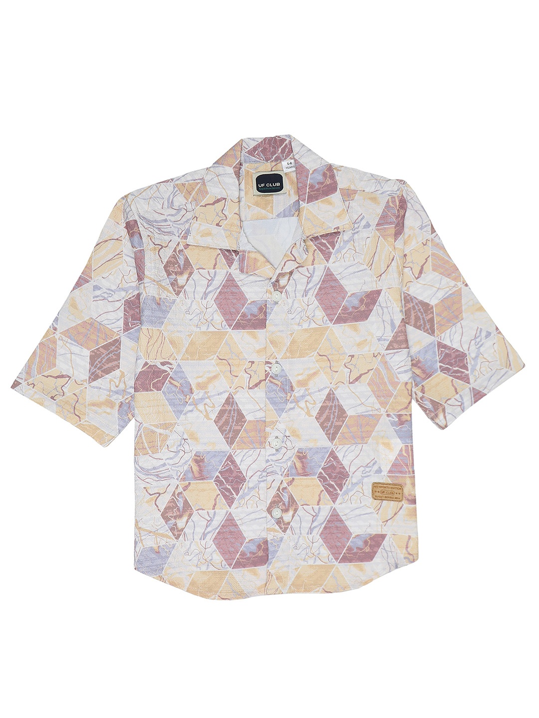 

UF CLUB Boys Comfort Geometric Printed Casual Shirt, Brown