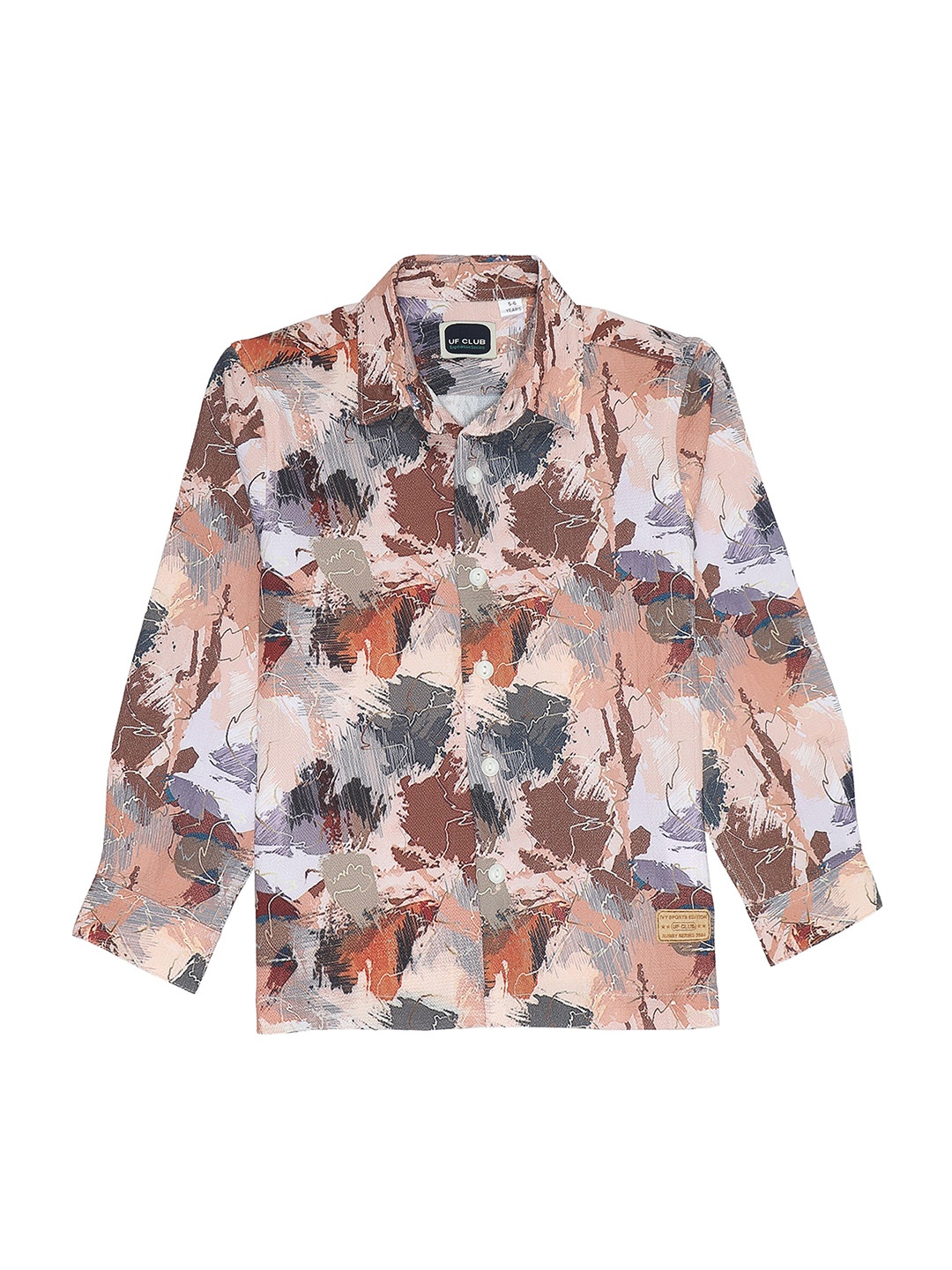 

UF CLUB Boys Comfort Floral Printed Casual Shirt, Brown