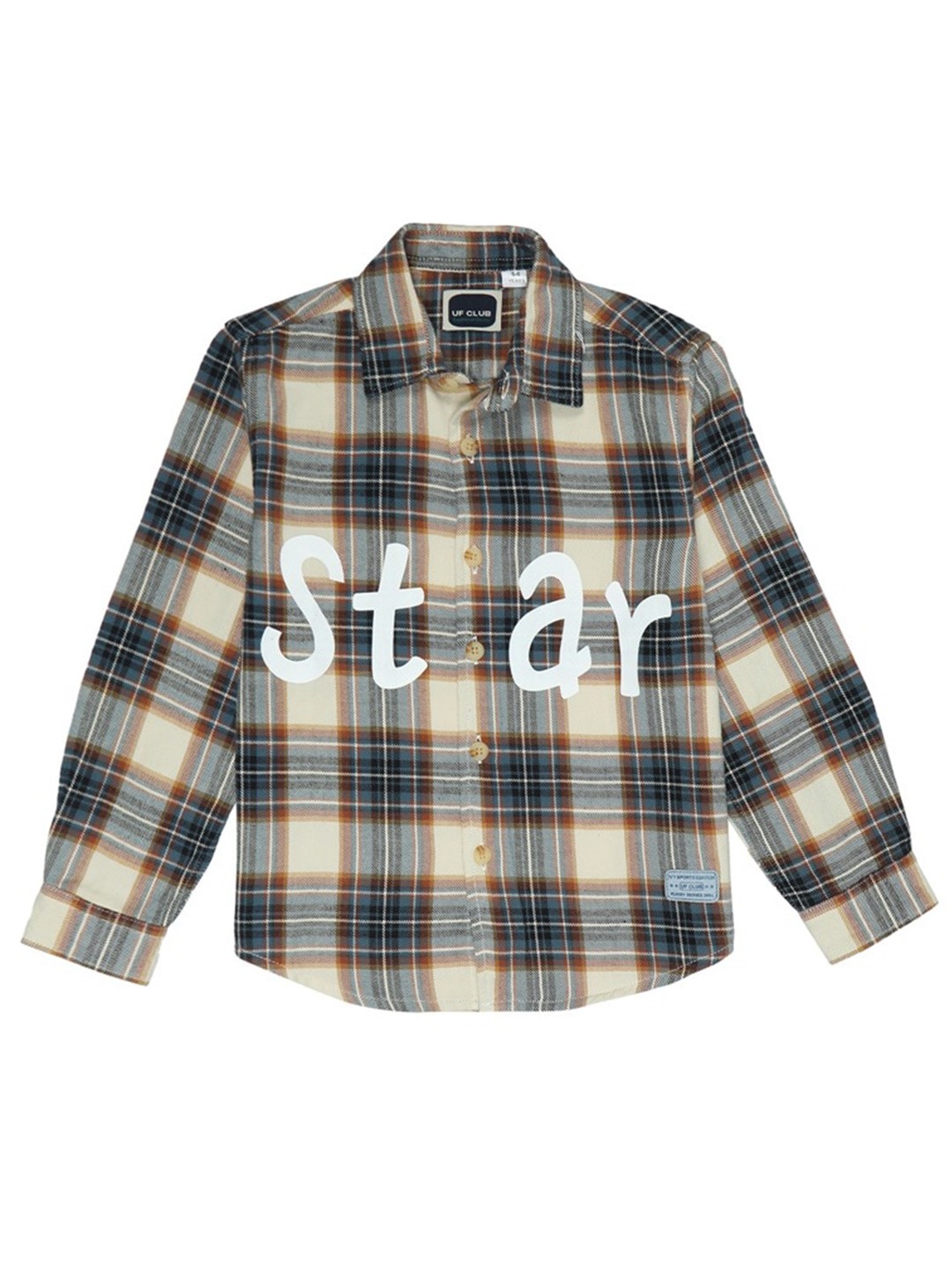 

UF CLUB Boys Comfort Tartan Checked Cotton Casual Shirt, Brown