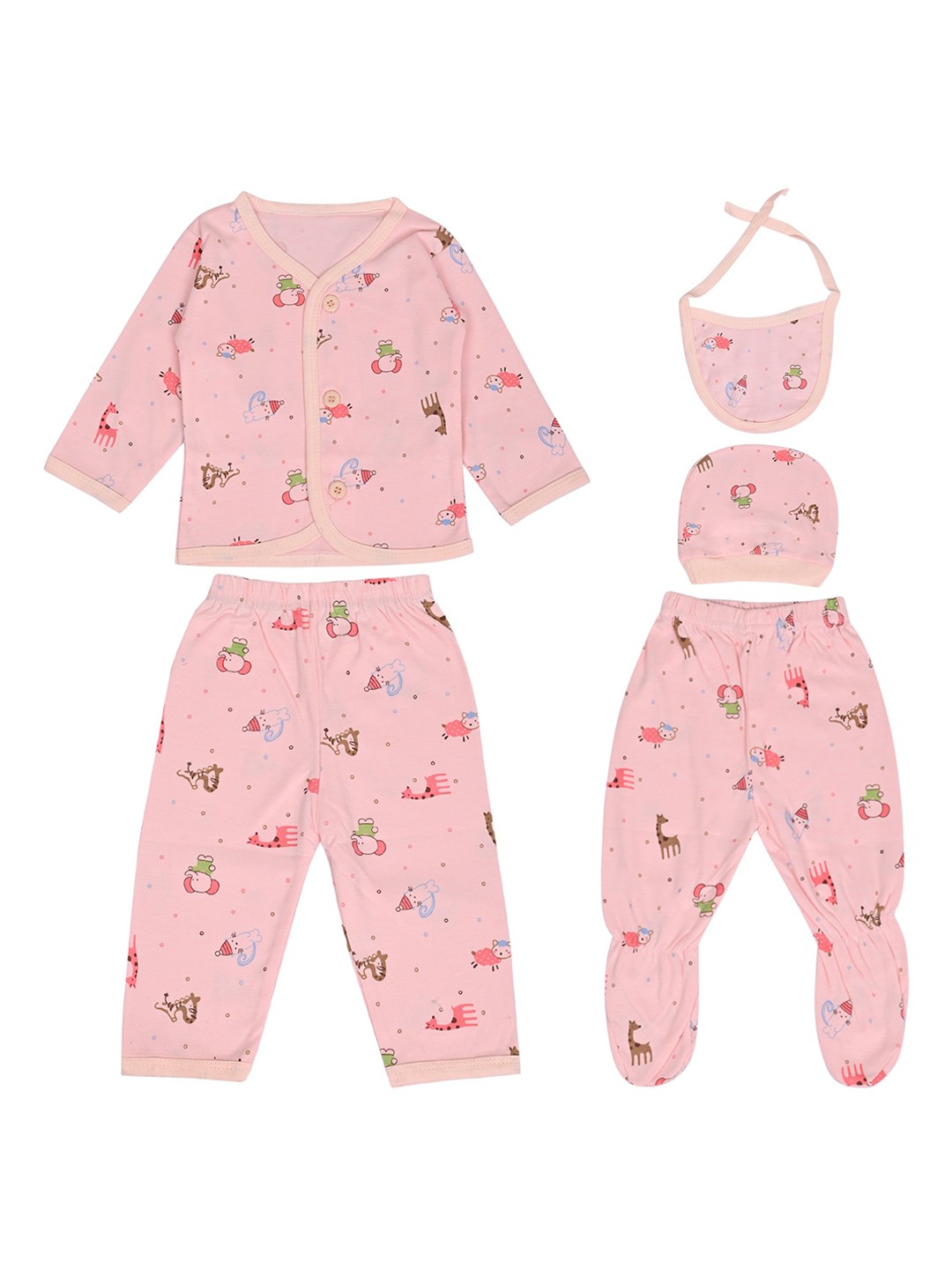 

LOOM LEGACY Infants 5-Pcs Pure Cotton Baby Apparel Gift Set, Orange