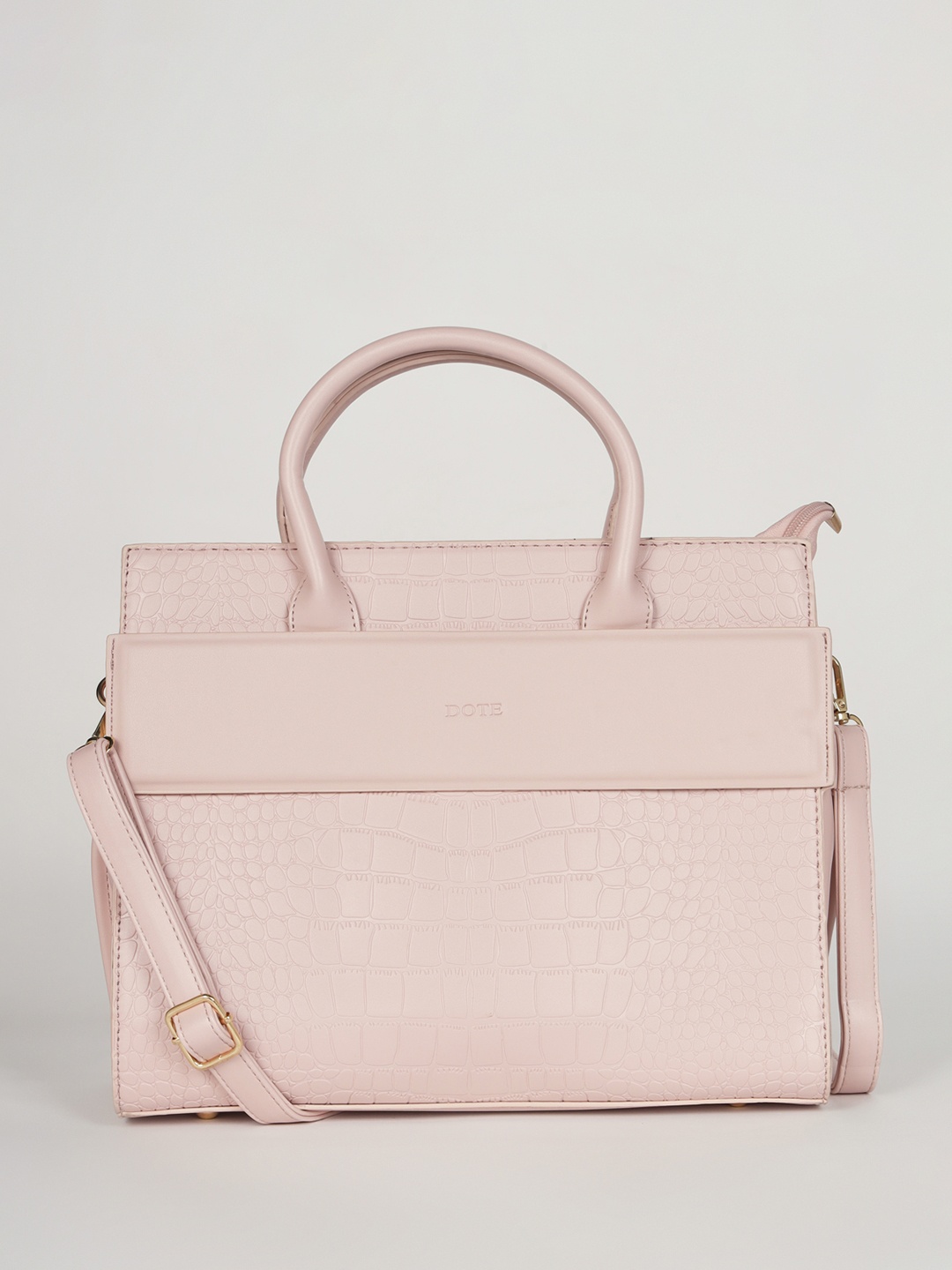 

DOTE Textured Structured Handheld Bag, Pink