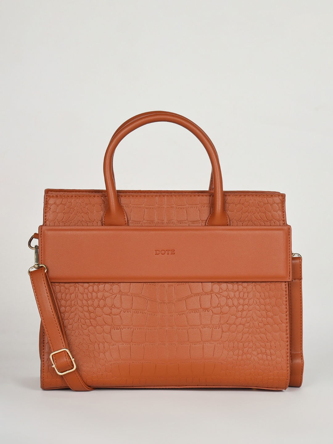 

DOTE Textured Structured Handheld Bag, Brown