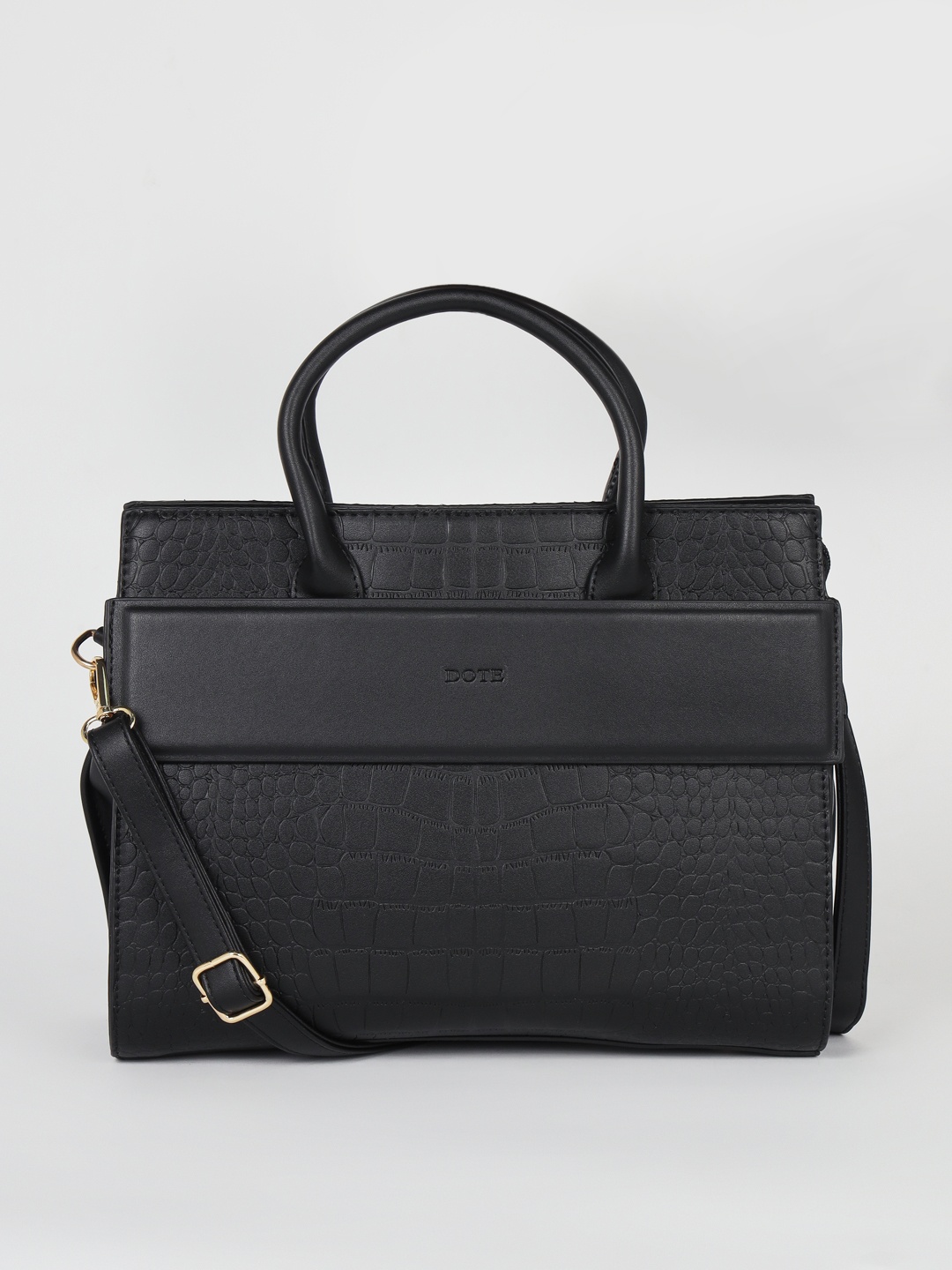 

DOTE Textured Structured Handheld Bag, Black