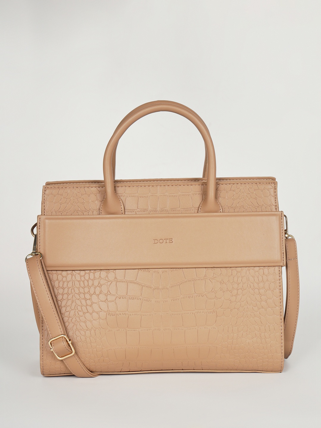 

DOTE Textured Structured Handheld Bag, Beige