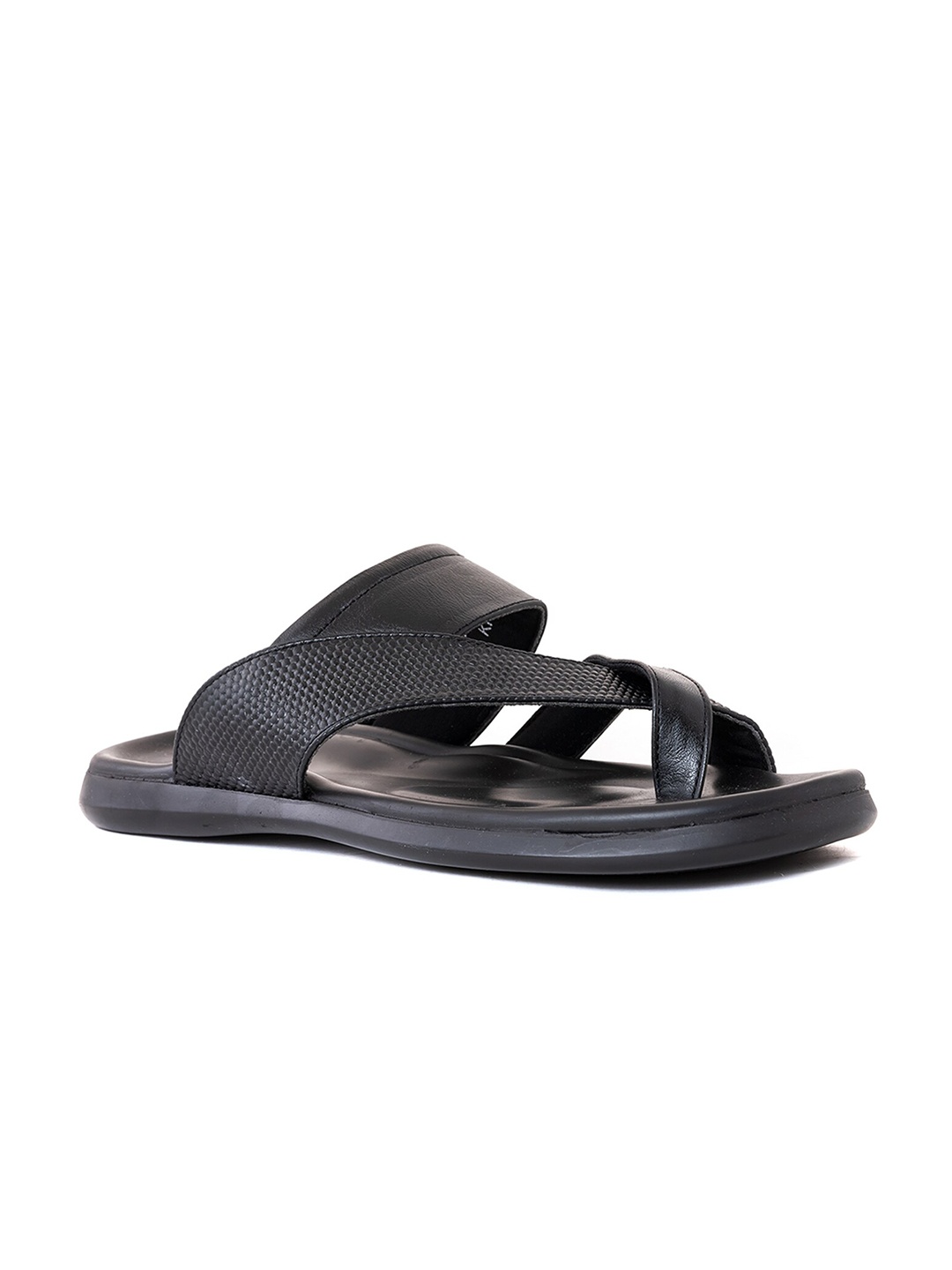 

Khadims Men Leather Comfort Sandals, Black