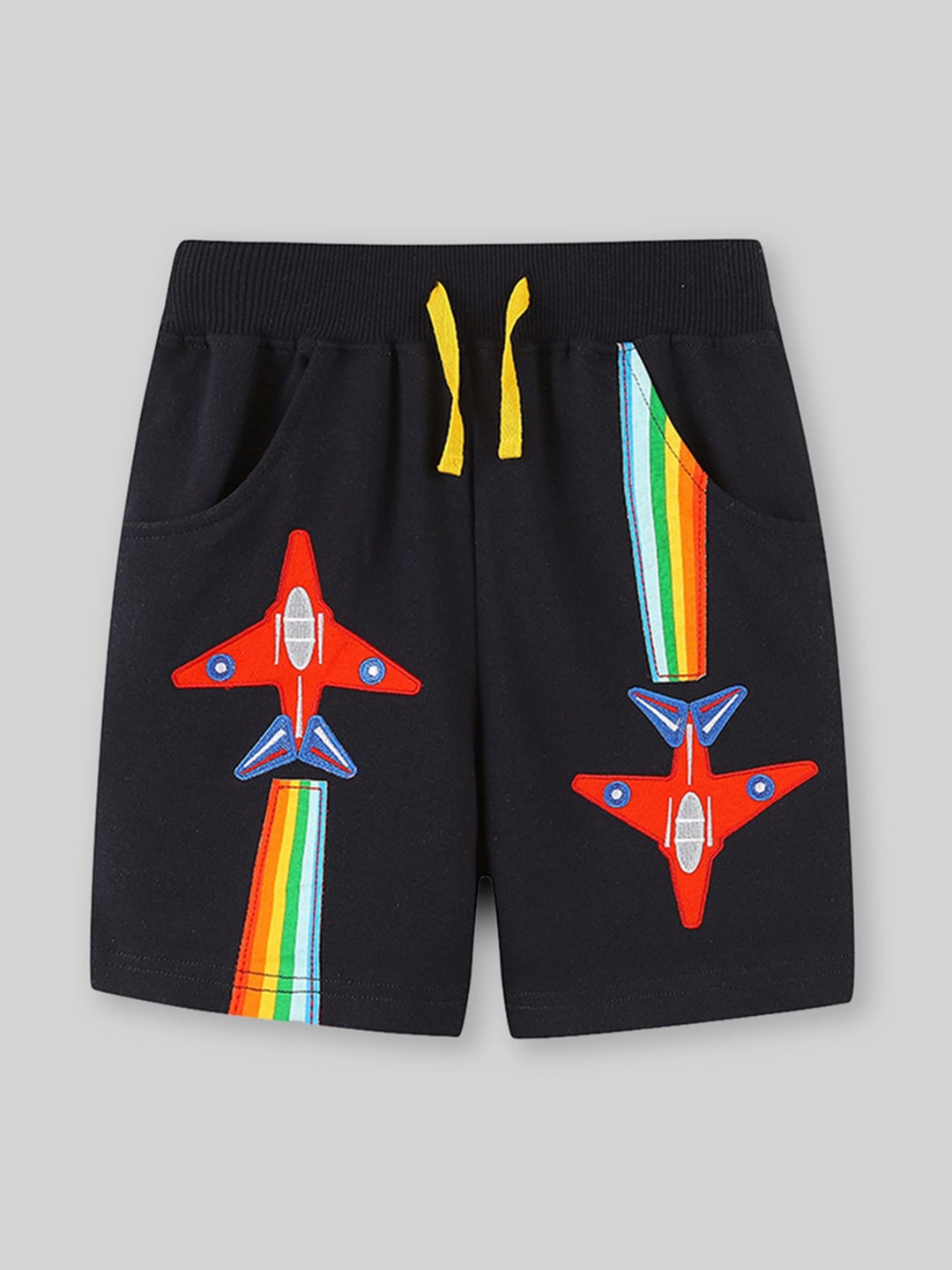 

INCLUD Boys Printed Mid-Rise Regular Shorts, Black