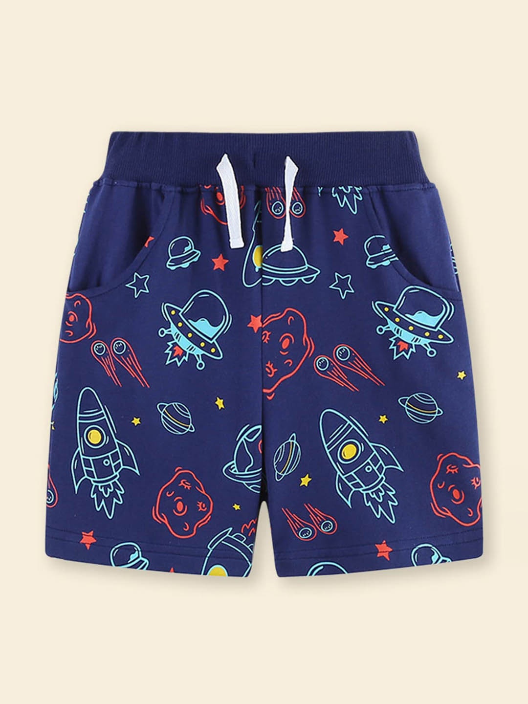 

INCLUD Boys Conversational Printed Regular Shorts, Navy blue
