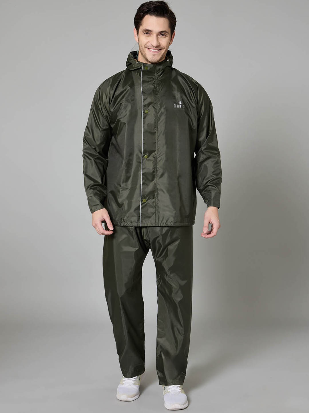 

THE CLOWNFISH Opener Pro Waterproof Double Layer Rain Suit, Olive