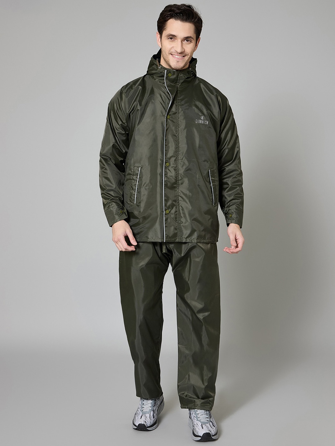 

THE CLOWNFISH Prime Pro Waterproof Double Layer Rain Suit, Olive