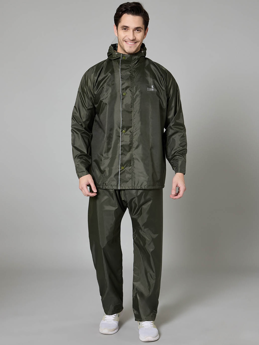 

THE CLOWNFISH Opener Pro Waterproof Double Layer Rain Suit, Olive
