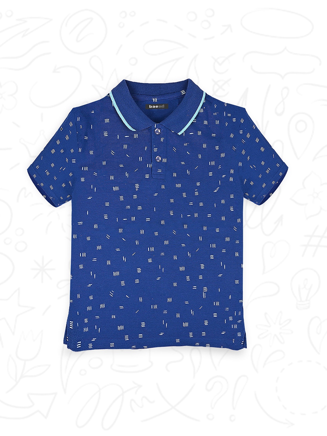 

BAESD Boys Printed Abstract Printed Polo Collar Short Sleeves Cotton T-shirt, Navy blue