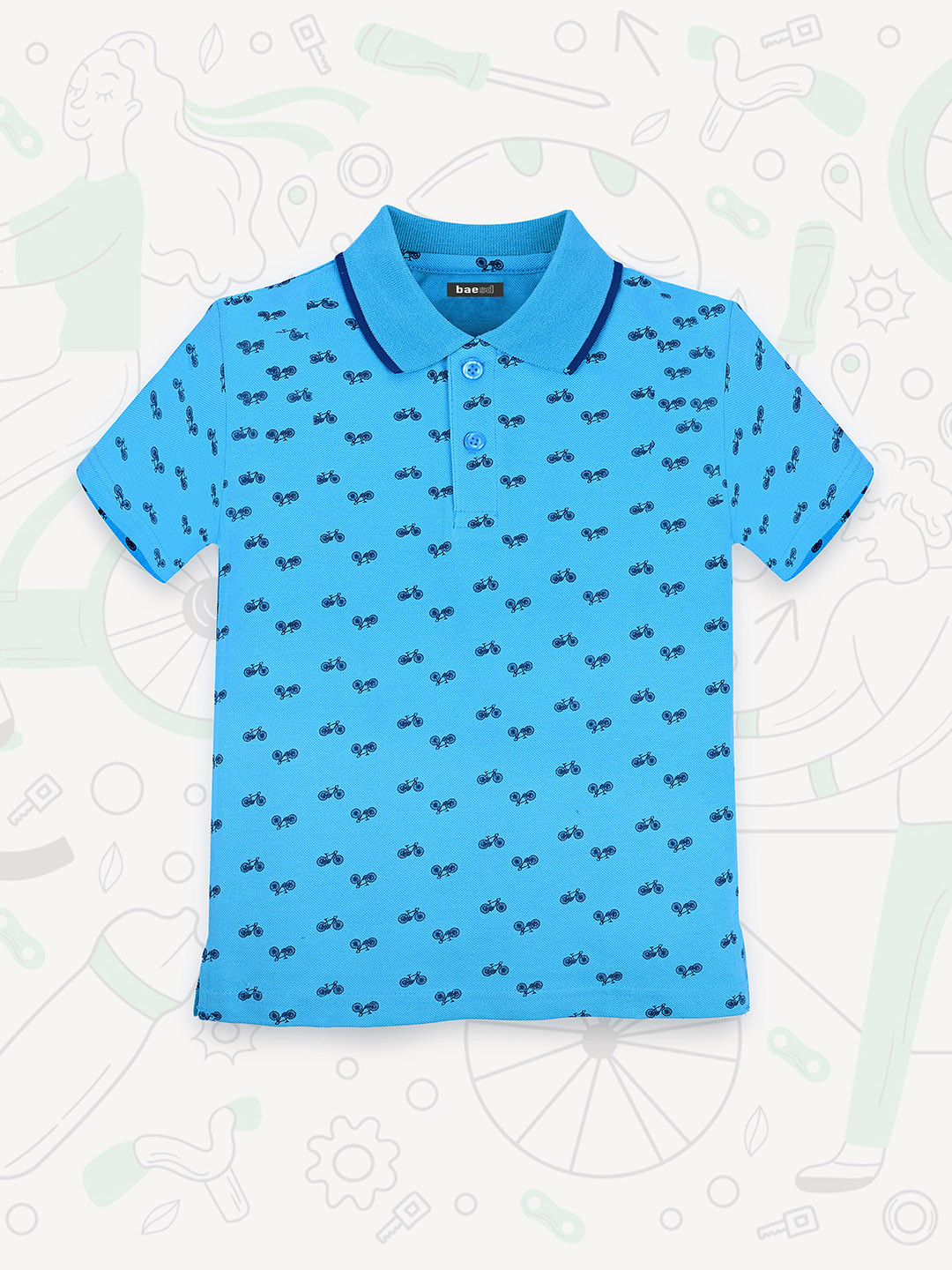 

BAESD Boys Graphic Printed Polo Collar Short Sleeves Cotton T-shirt, Blue