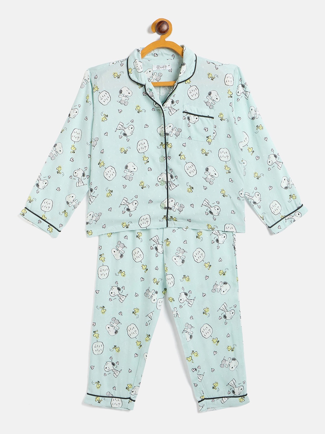

Jwaaq Girls Peanuts Printed Night Suit, Green