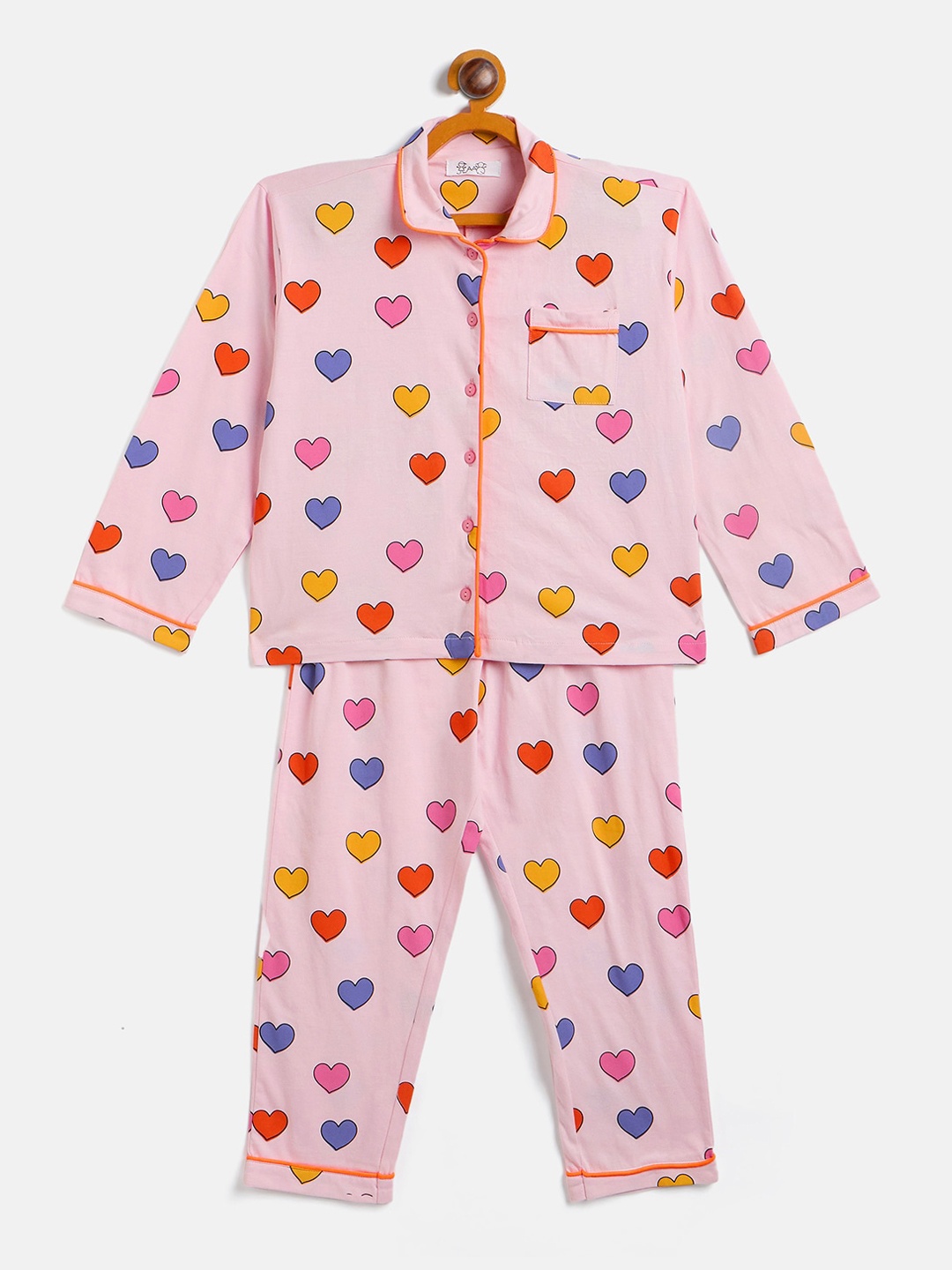 

JWAAQ Girls Printed Pure Cotton Night suit, Pink