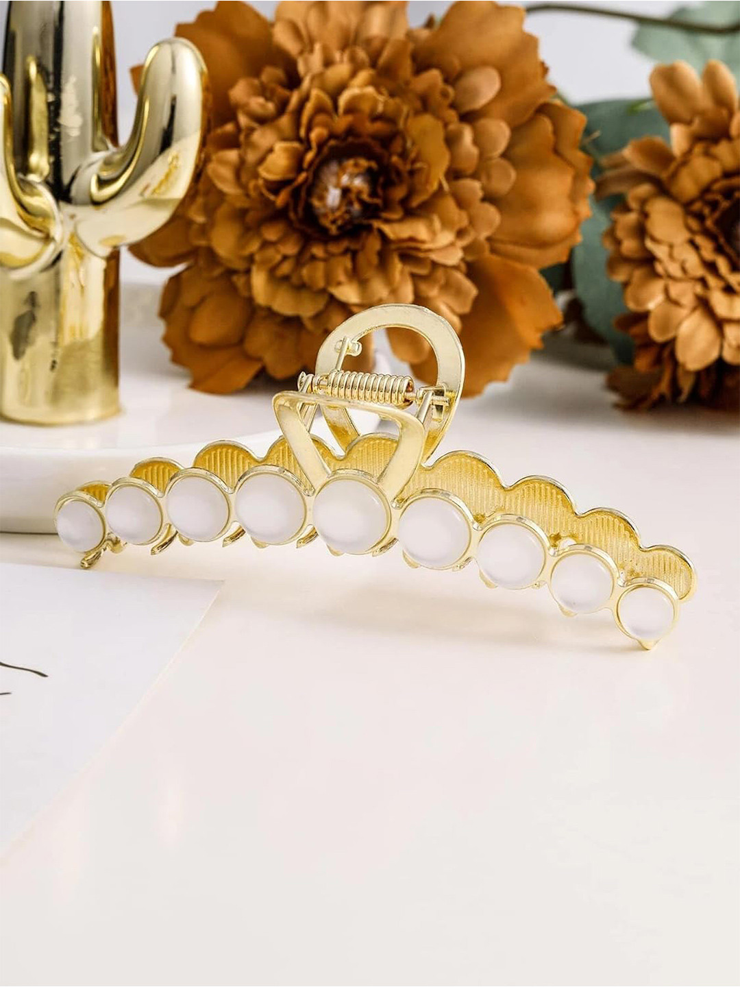 

ANNA CREATIONS Set of 2 Beaded Claw Clip, Gold