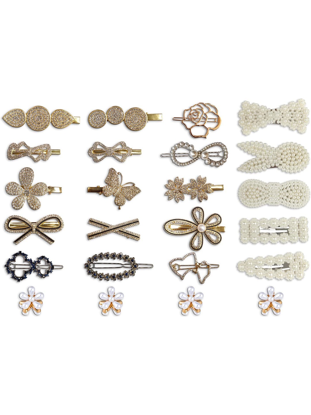 

ANNA CREATIONS Set of 24 Embellished Alligator Hair Clips, White