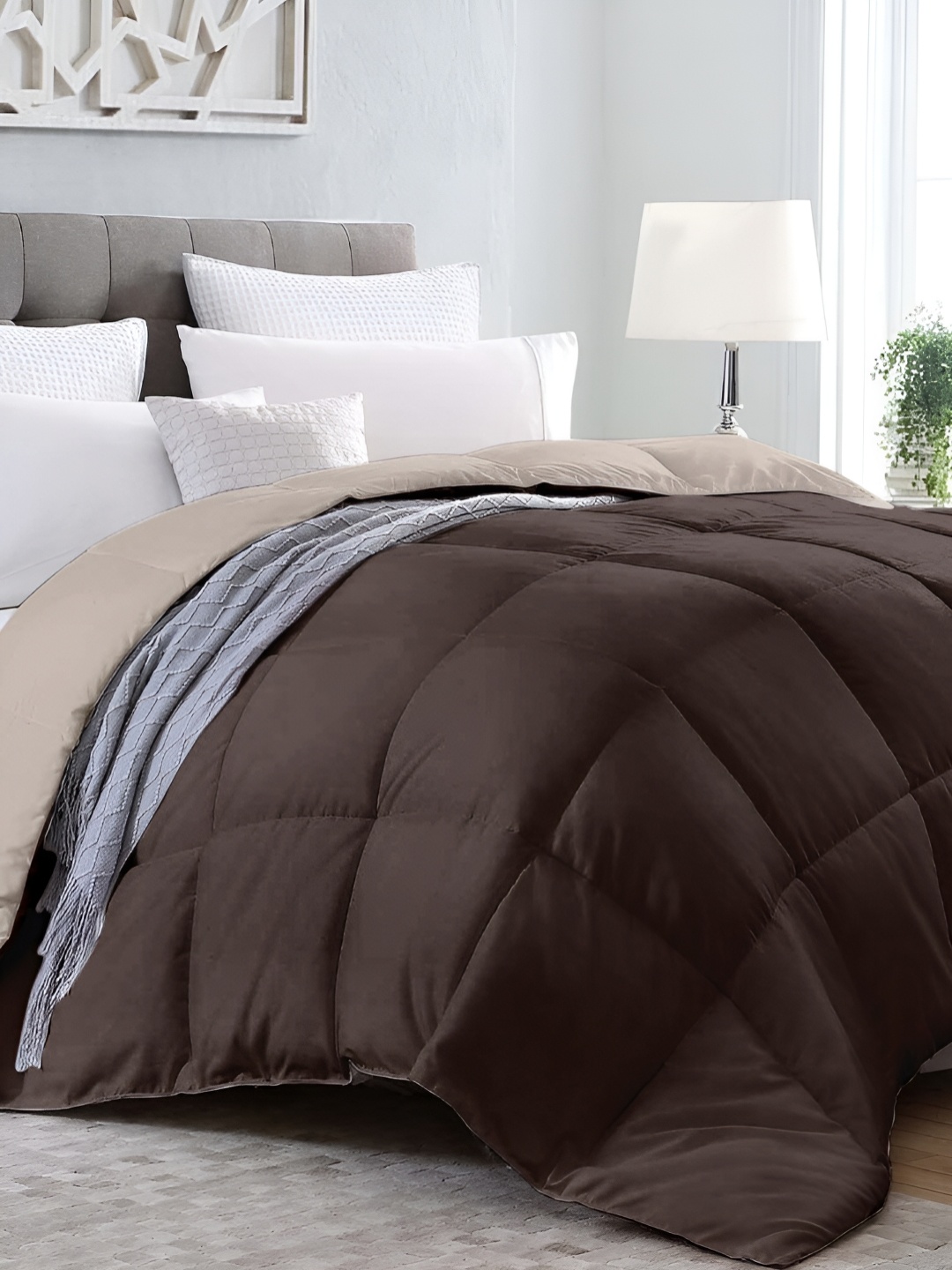 

LABHAM Brown & Beige Microfiber AC Room 150 GSM Double Bed Comforter