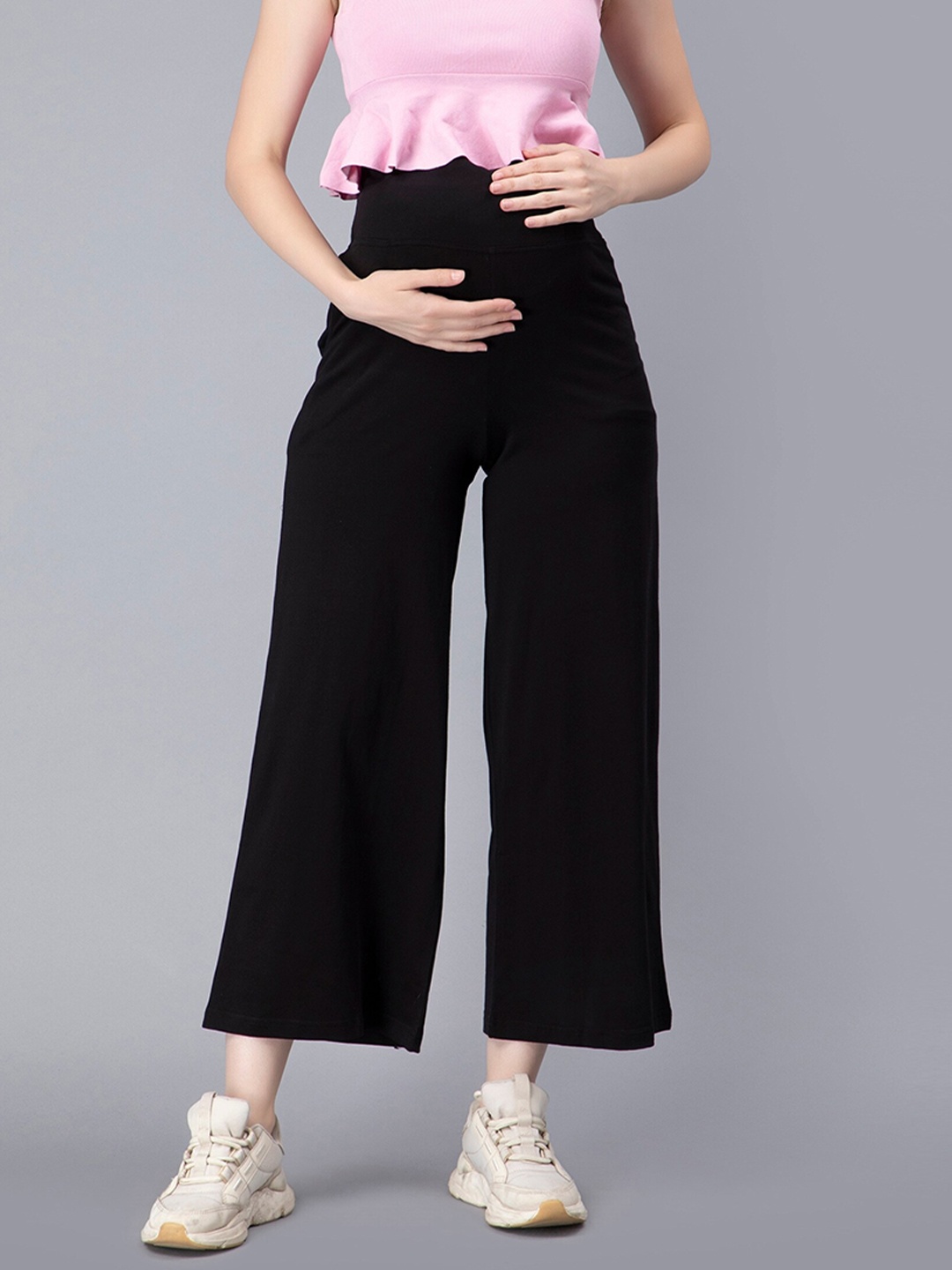 

NIGHTSPREE Wide Leg Cotton Maternity Palazzos, Black