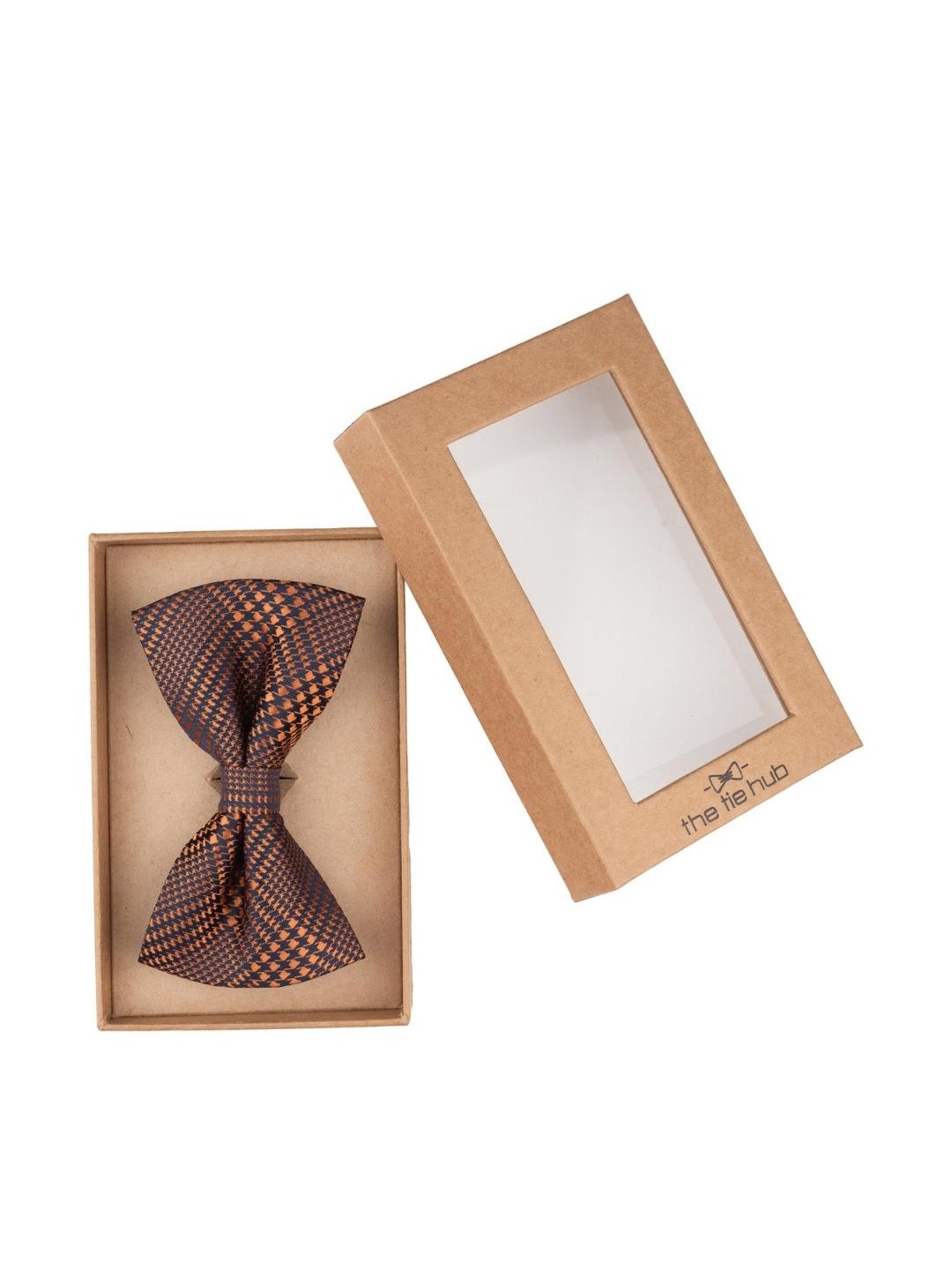 

The Tie Hub Men Checked Microfiber Bow Tie, Orange