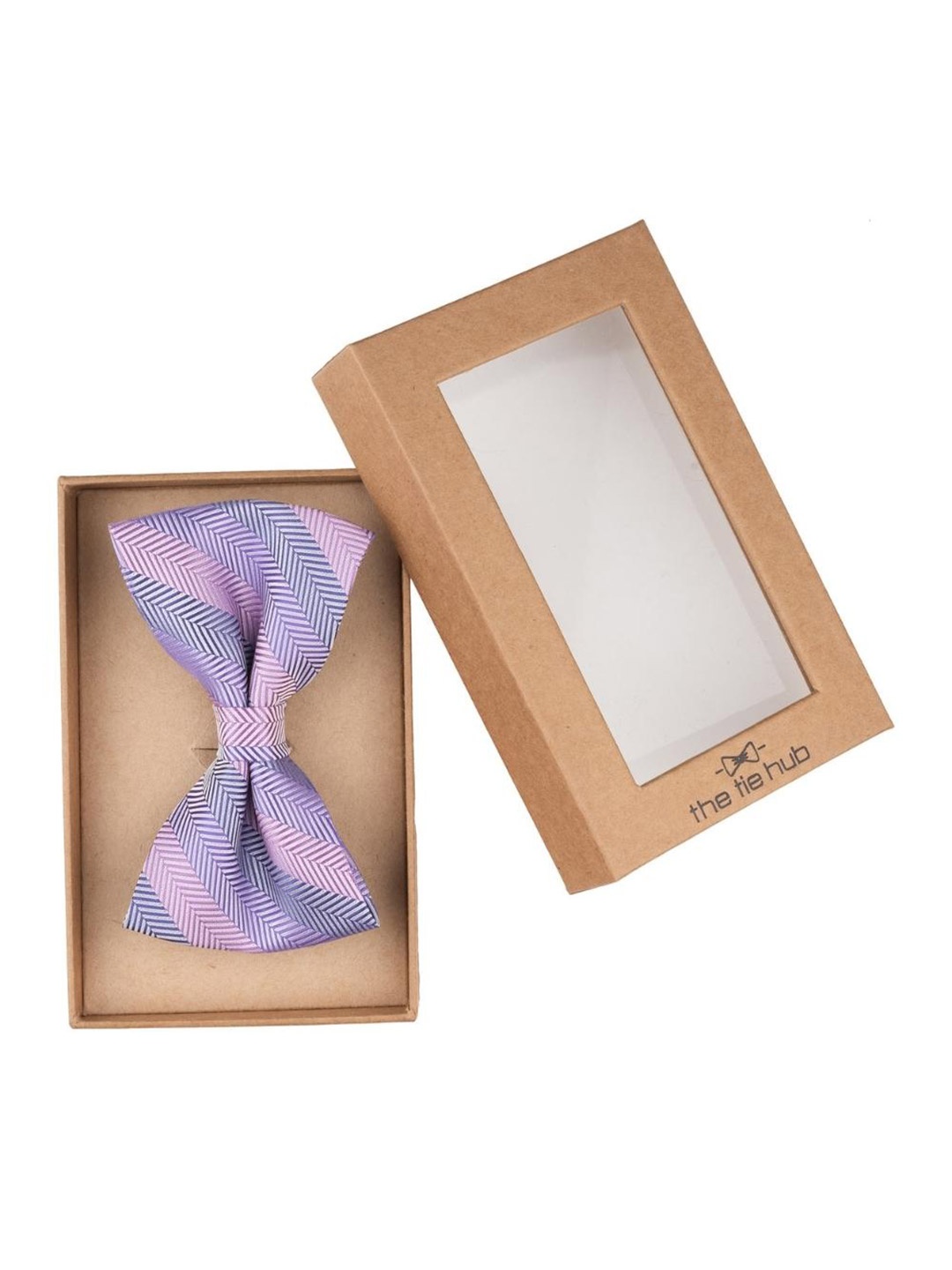 

The Tie Hub Men Striped Microfiber Bow Tie, Pink