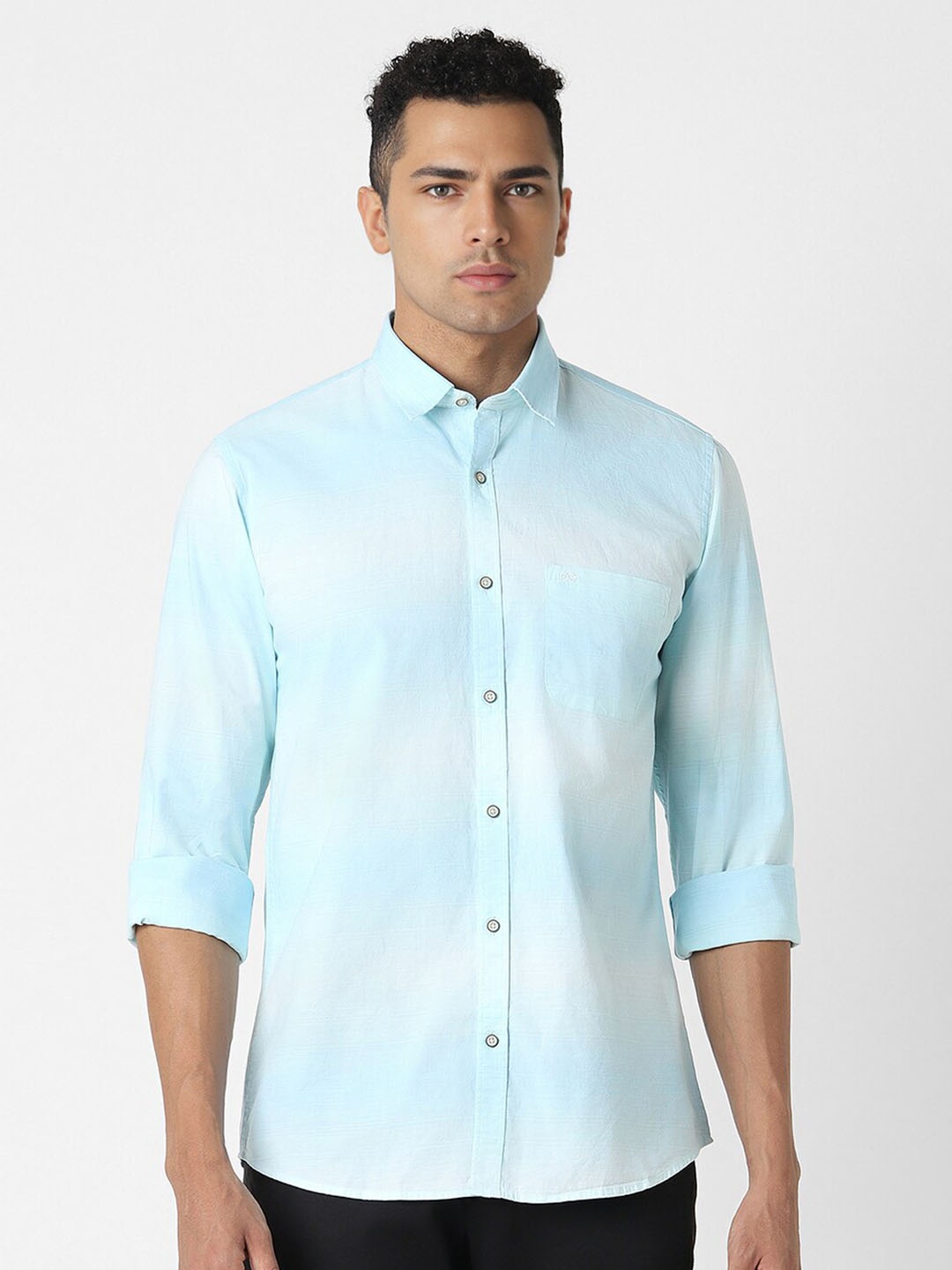 

Peter England Casuals Slim Fit Cotton Casual Shirt, Blue