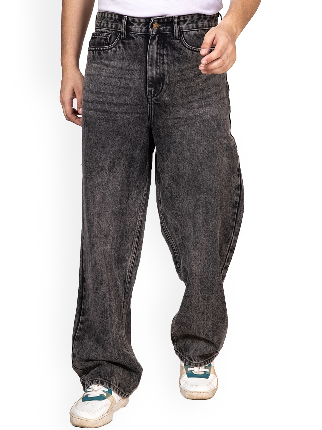 

TBS- THE BARGAIN STREET Men Classic Baggy Fit Clean Look Heavy Fade Jeans, Grey