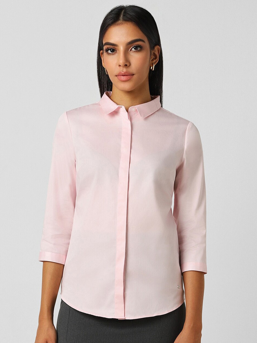 

Van Heusen Woman Spread Collar Cotton Formal Shirt, Pink