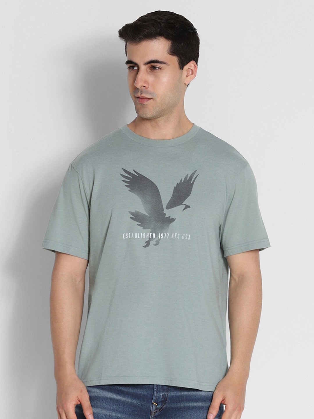 

AMERICAN EAGLE OUTFITTERS Graphic Printed Cotton T-shirt, Green