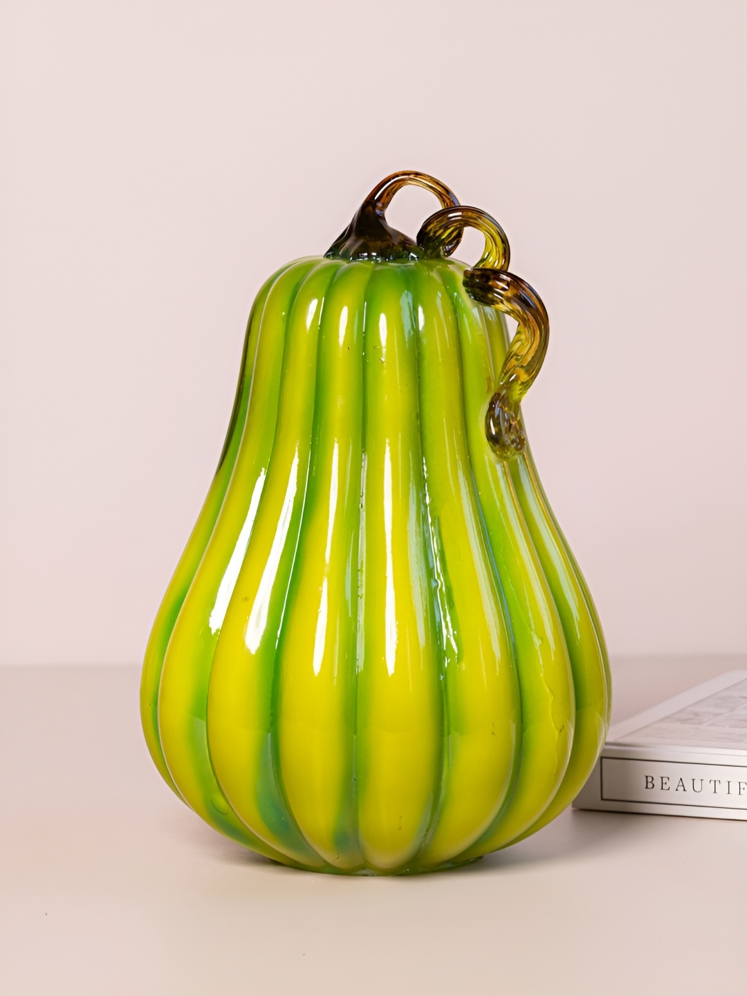 

Artstory Ventures Green Idol Apple Gourd Glass Pumpkin Showpiece