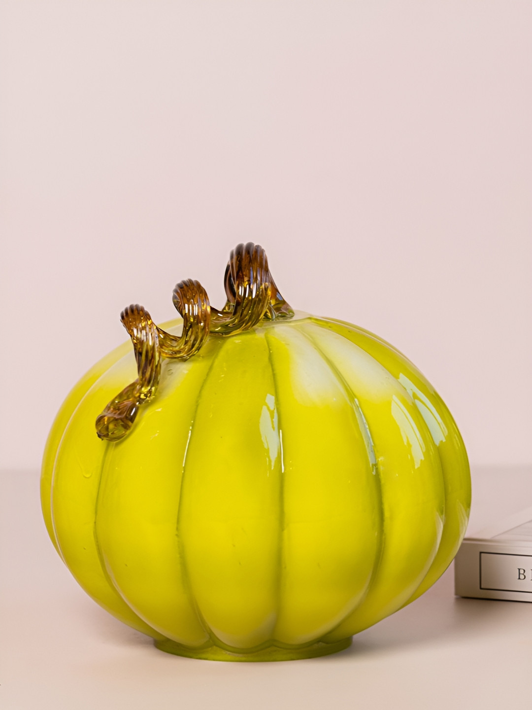 

Artstory Ventures Green & Gold-Toned Idol Smushed Glass Pumpkin Showpiece